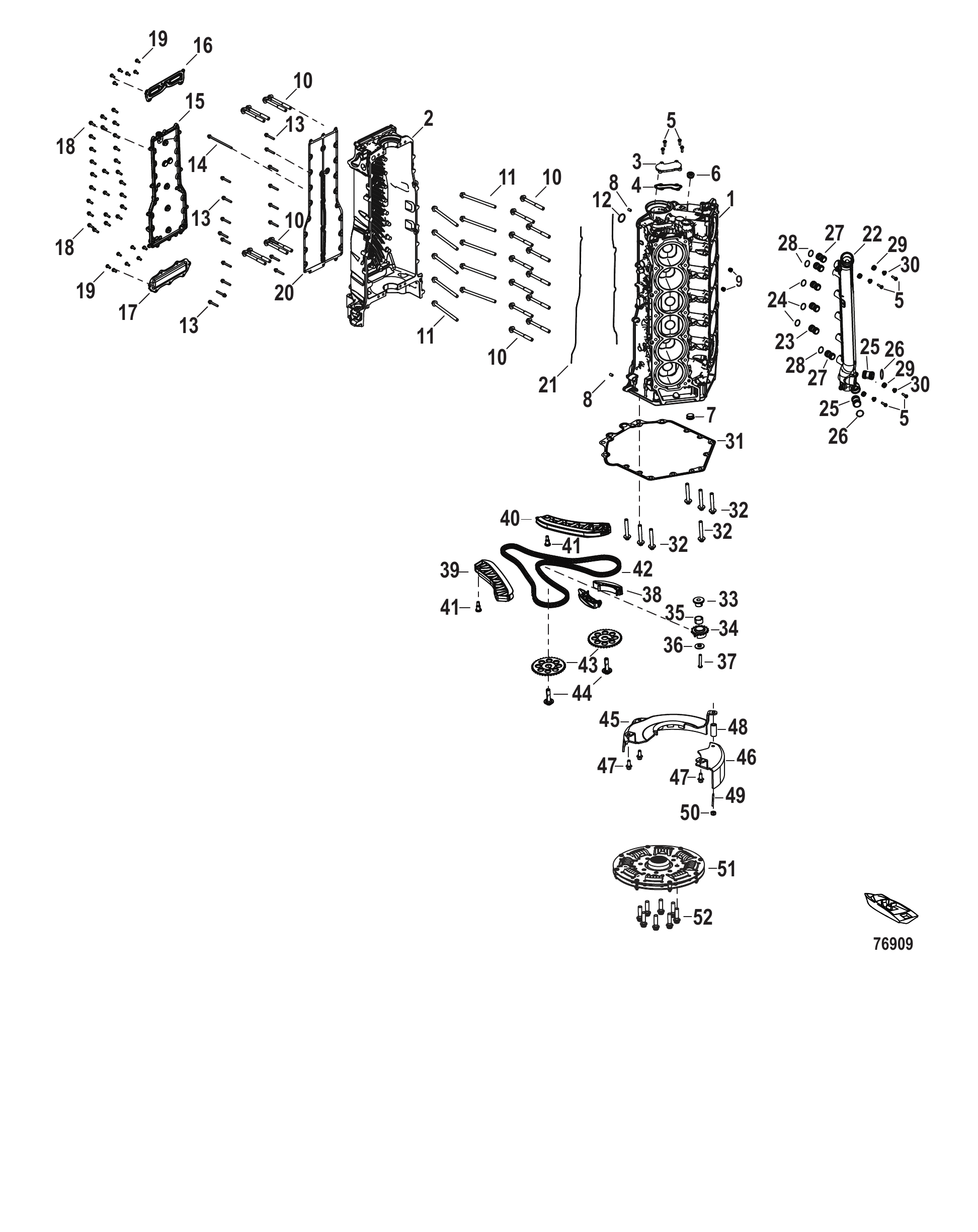 气缸体 序列号3B332192及以上 Cylinder Block Serial 3B332192 and Up