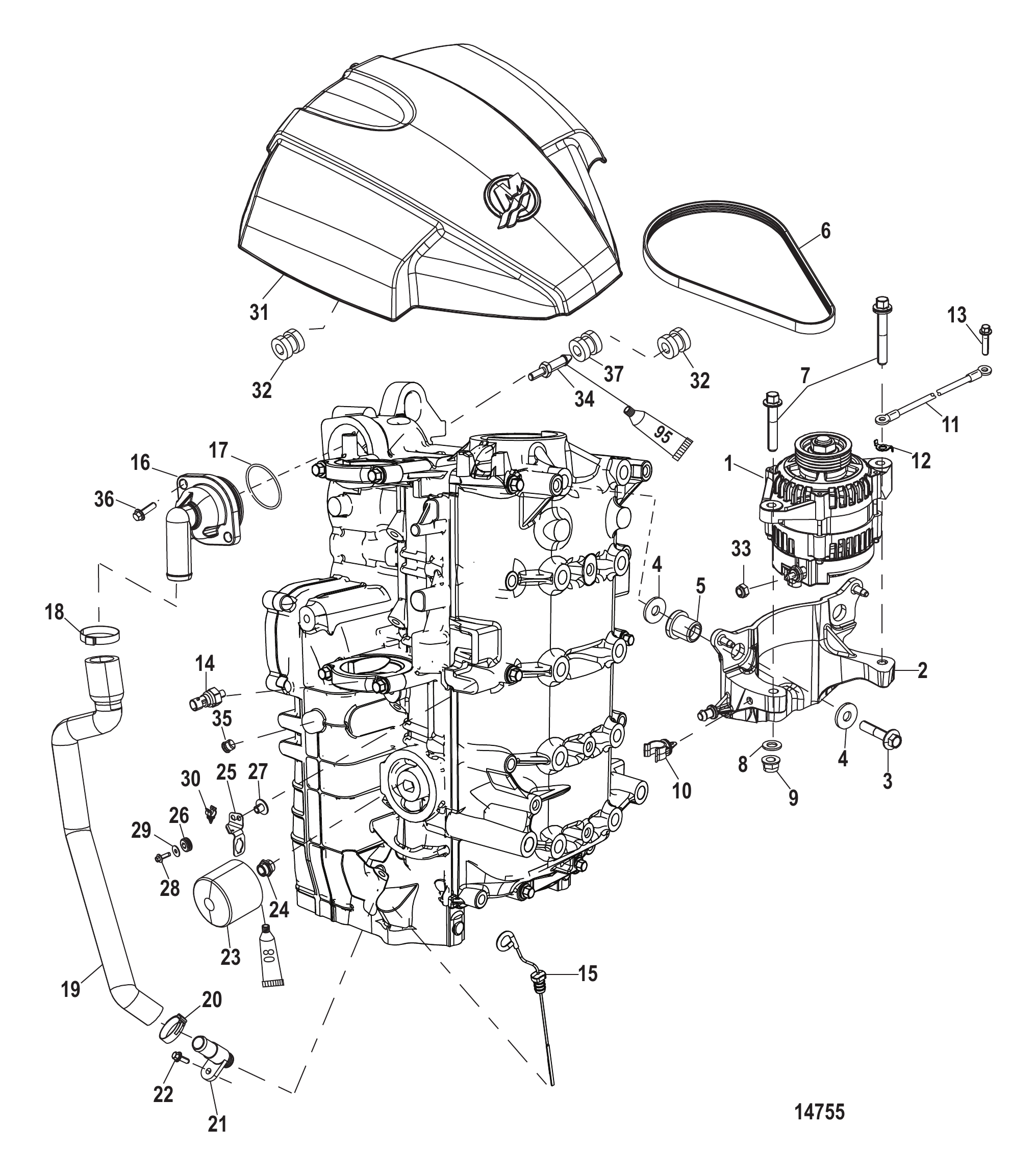 交流发电机/右舷气缸体组件 Alternator/Starboard Cylinder Block Components