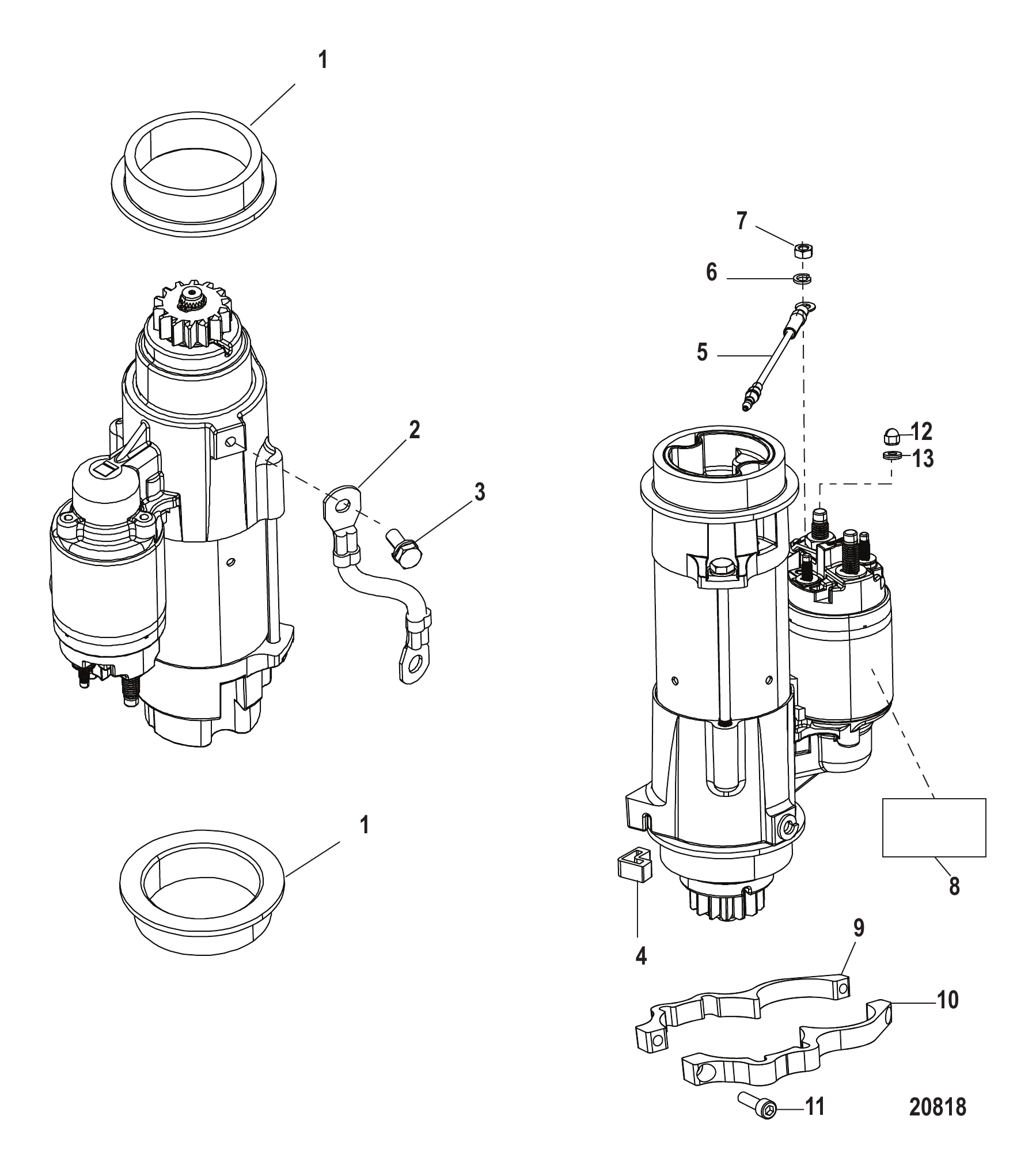 启动电机 1B759587及以下 Starter Motor 1B759587 and Below