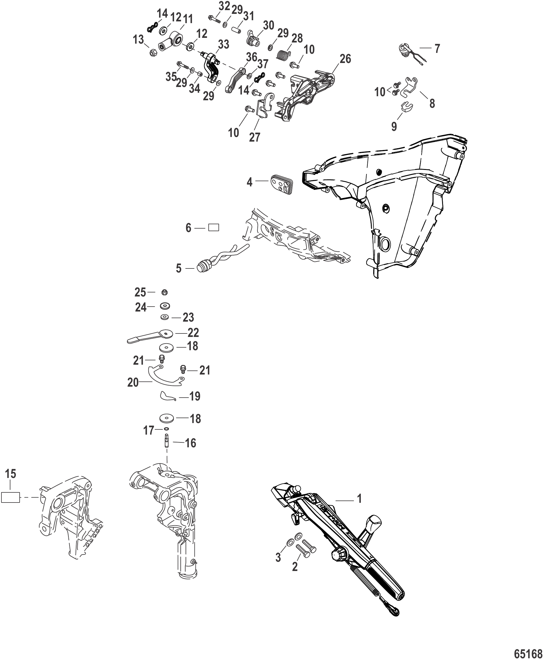 舵柄转换套件（遥控转舵柄）-8M0137854 Tiller Handle Conversion Kit RC to Tiller - 8M0137854