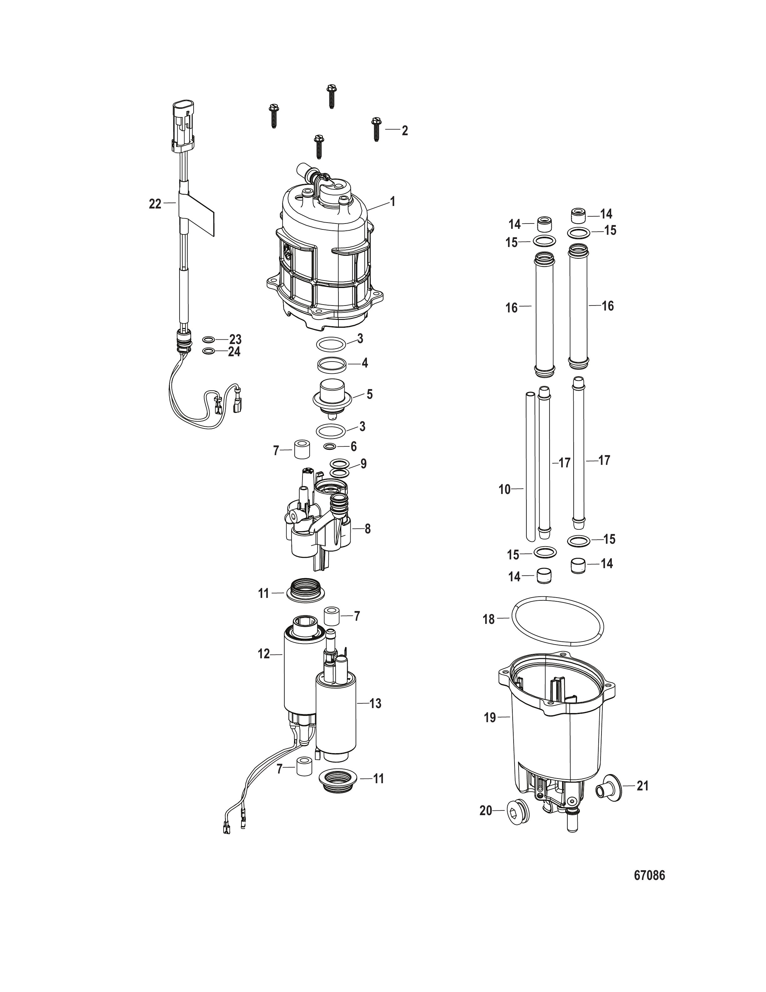 燃油供给模块组件 8M0132733-2B494019至3B694498 Fuel Supply Module Components 8M0132733 - 2B494019 thru 3B694498