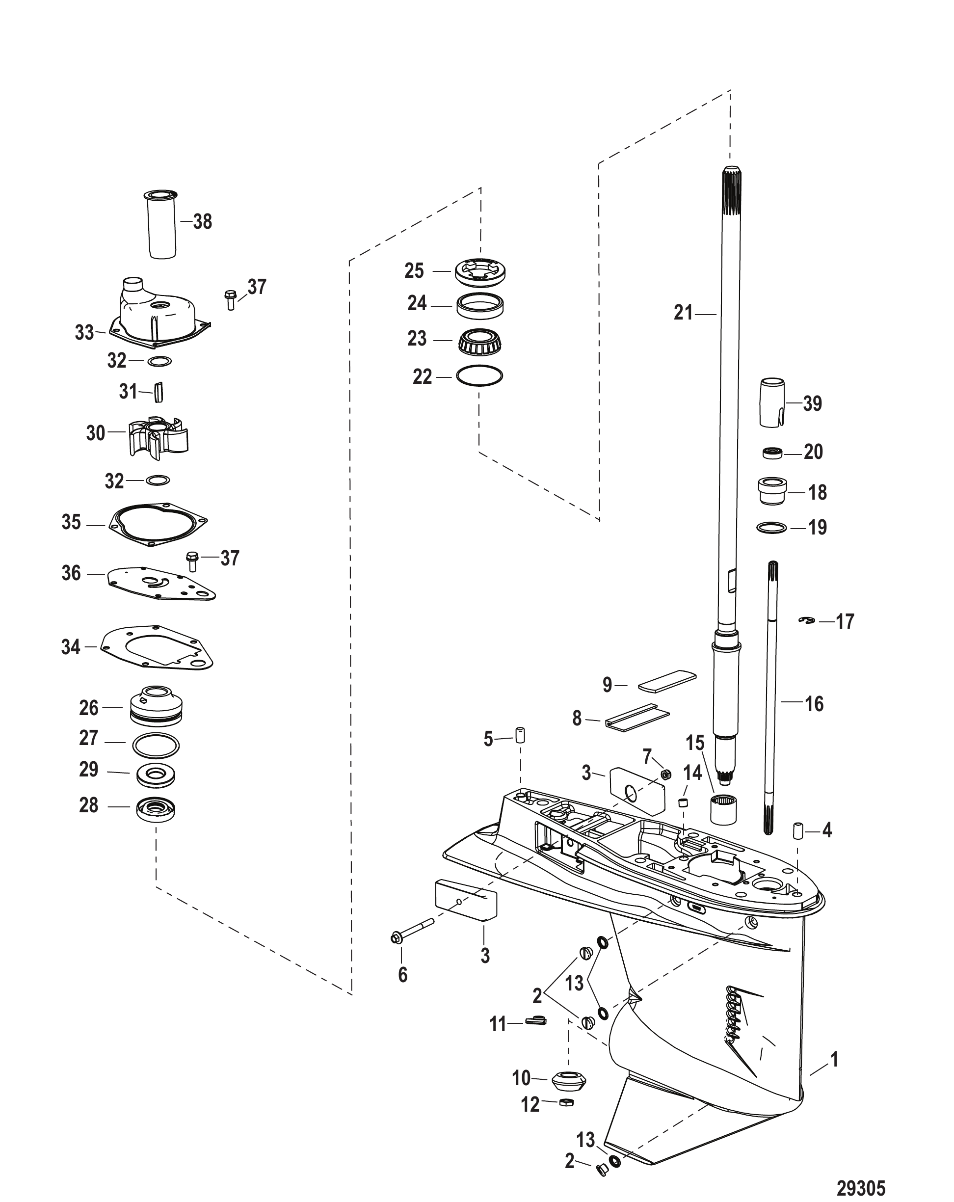 齿轮箱传动轴-1.83:1减速比 Gear Housing Driveshaft - 1.83:1 Gear Ratio