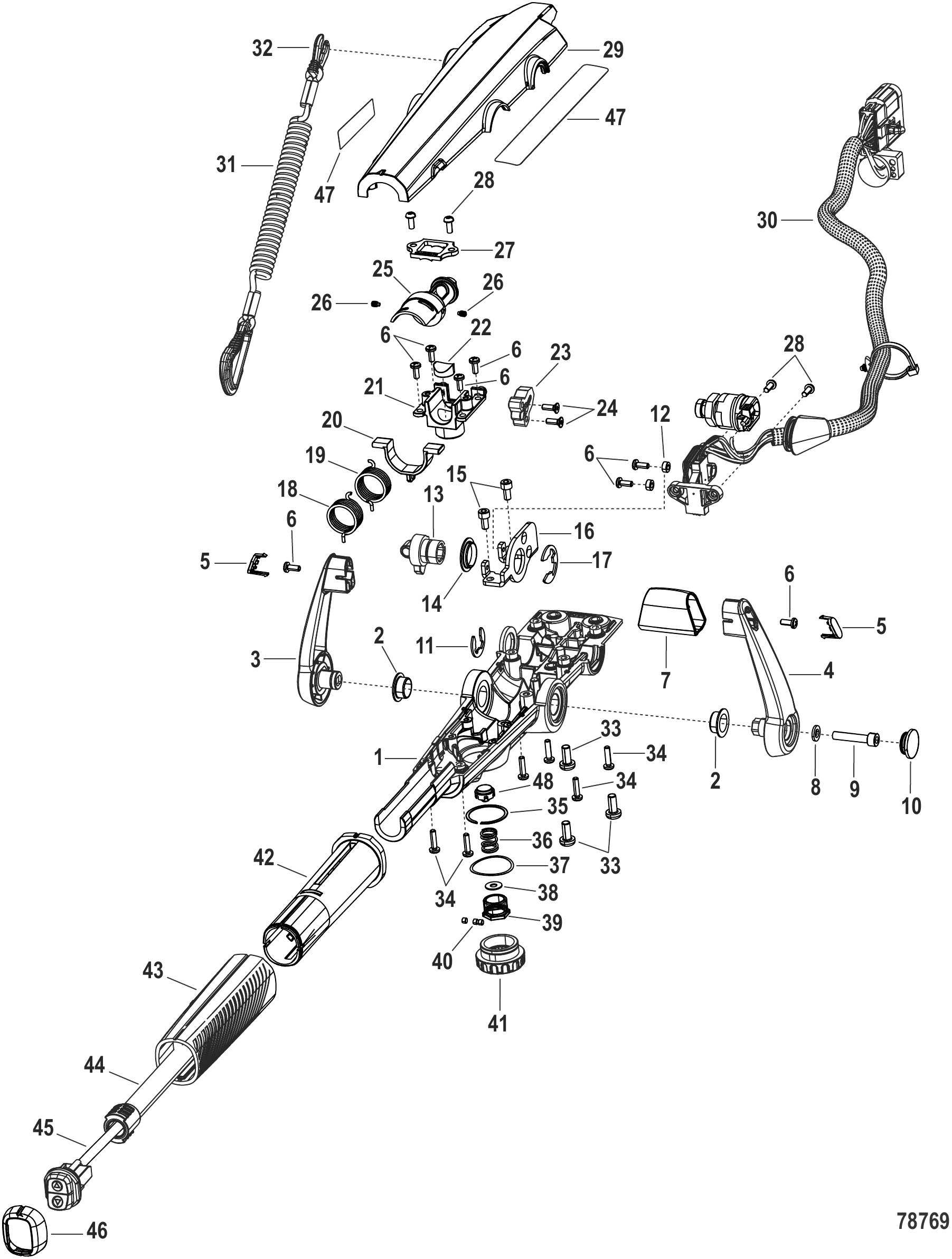 转向舵柄把手 75e型号 Steering Tiller Handle 75e Models