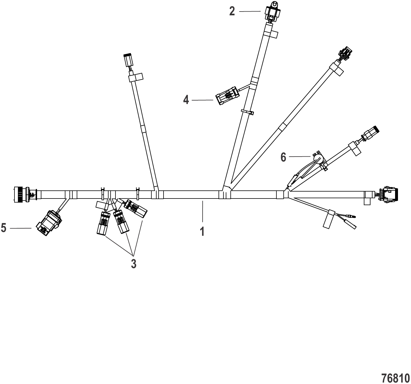 单外挂机舵机线束 - 8M0208440 Helm Harness Single Outboard - 8M0208440