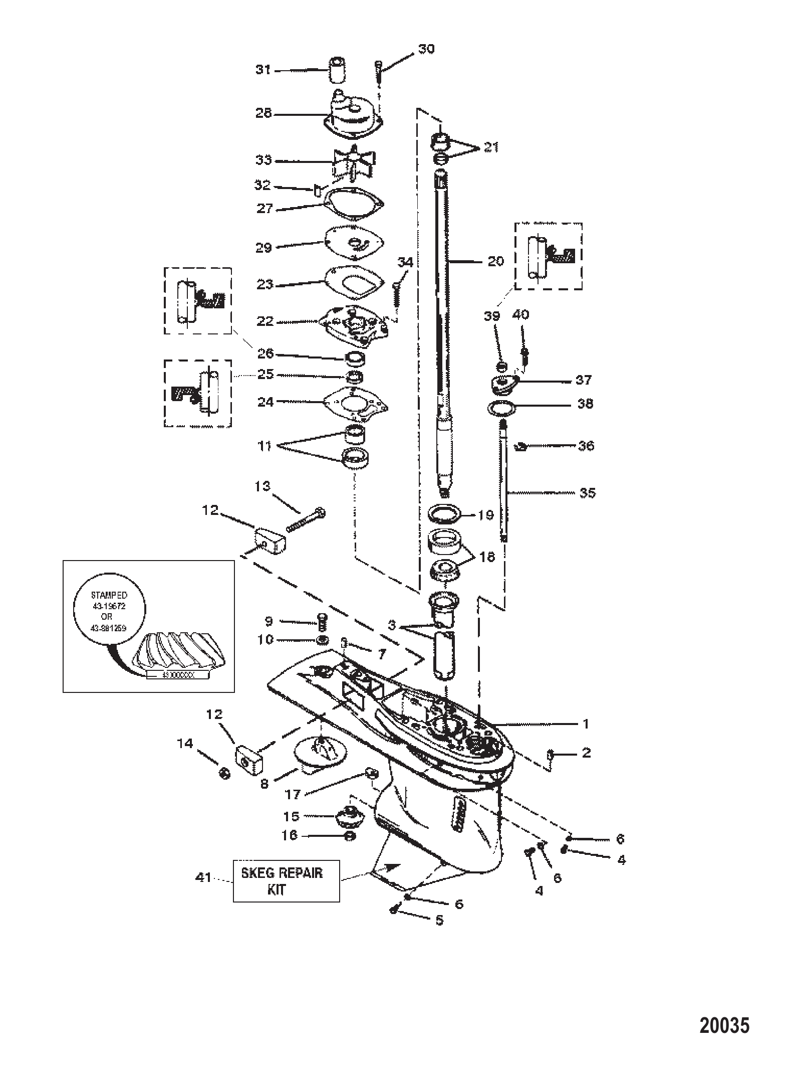 齿轮箱总成（驱动轴）（6爪倒车离合器） Gear Housing Assembly (Driveshaft) (6 Jaw Reverse Clutch)