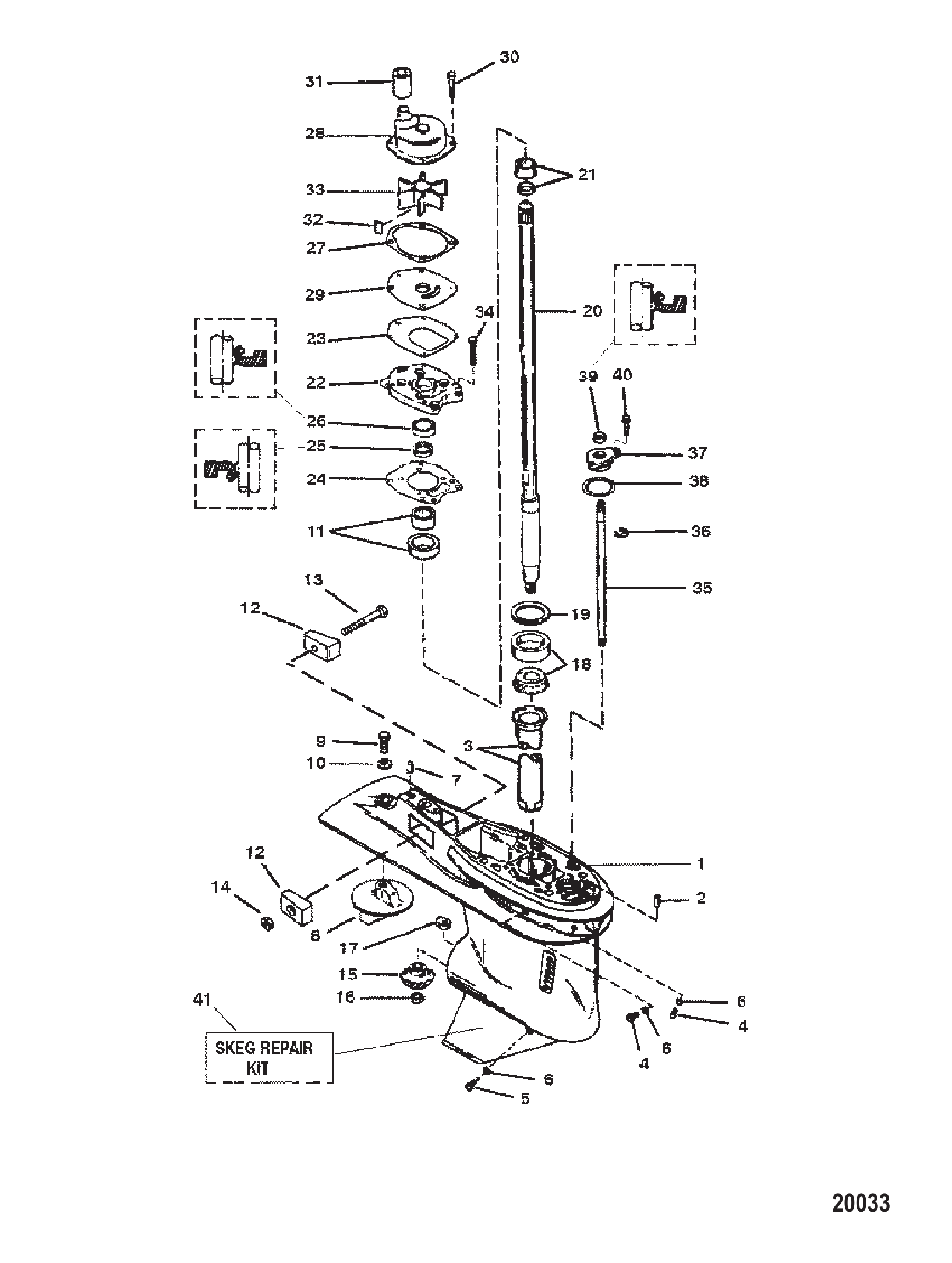 齿轮箱总成（驱动轴）（3爪倒车离合器） Gear Housing Assembly (Driveshaft) (3 Jaw Reverse Clutch)