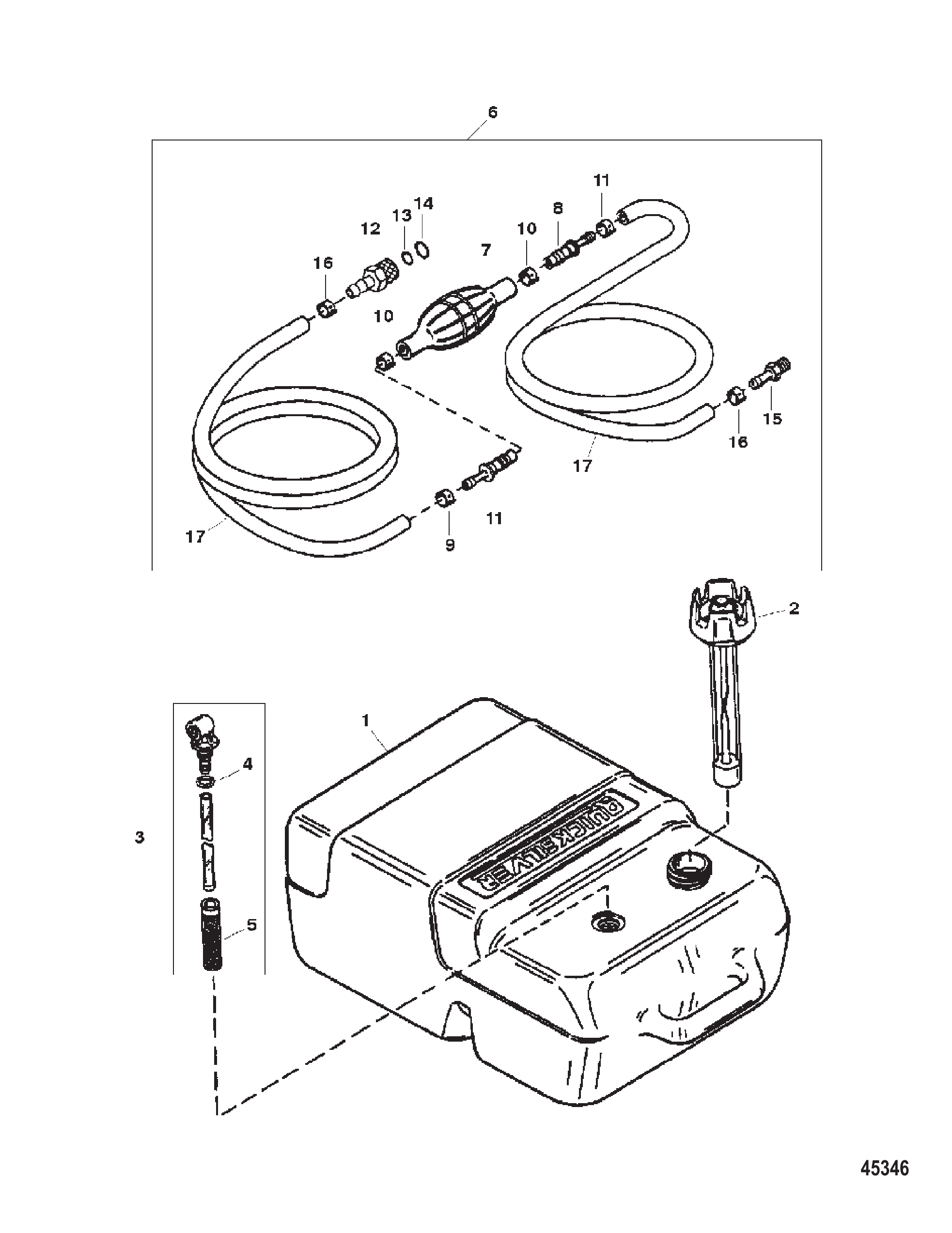 燃油箱与油管总成（塑料6.6加仑） Fuel tanks and Line Assembly (Plastic 6.6 Gallon)
