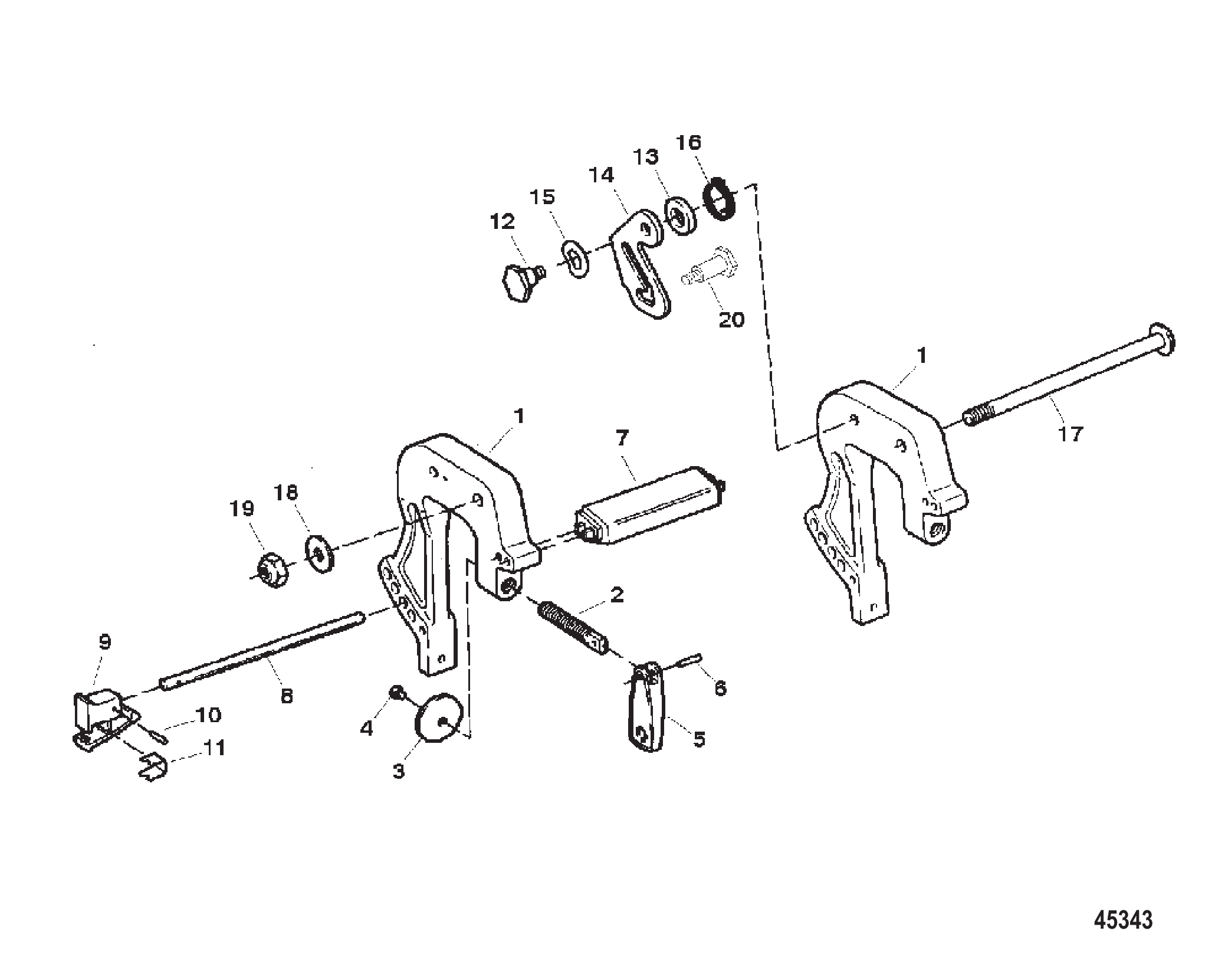 夹紧支架（序列号0E127700至0E143887） Clamp Brackets (Serial # 0E127700 Thru 0E143887)