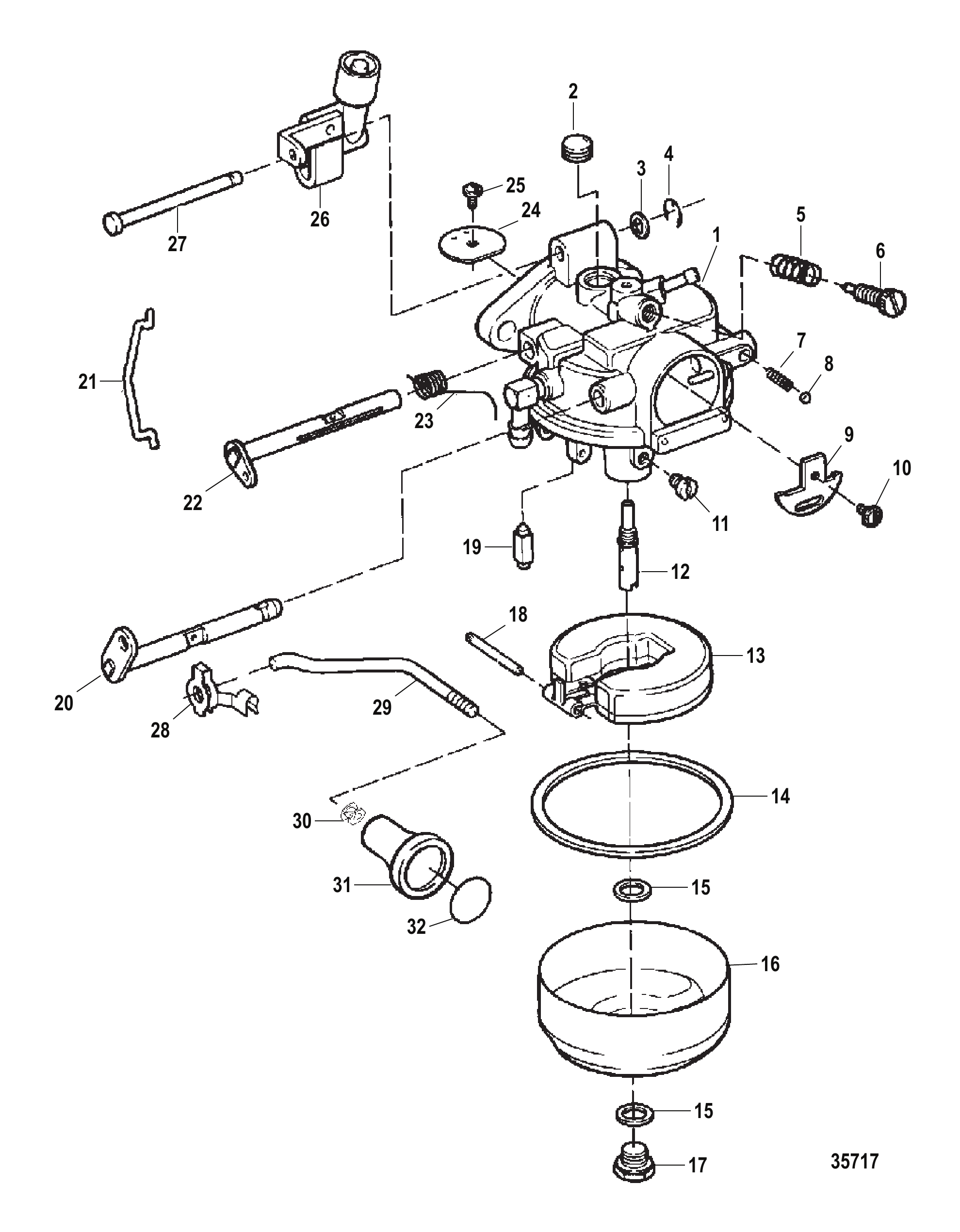 化油器(9.9马力型号)(1304-855772T) CARBURETOR (9.9 HP MODEL) (1304-855772T)