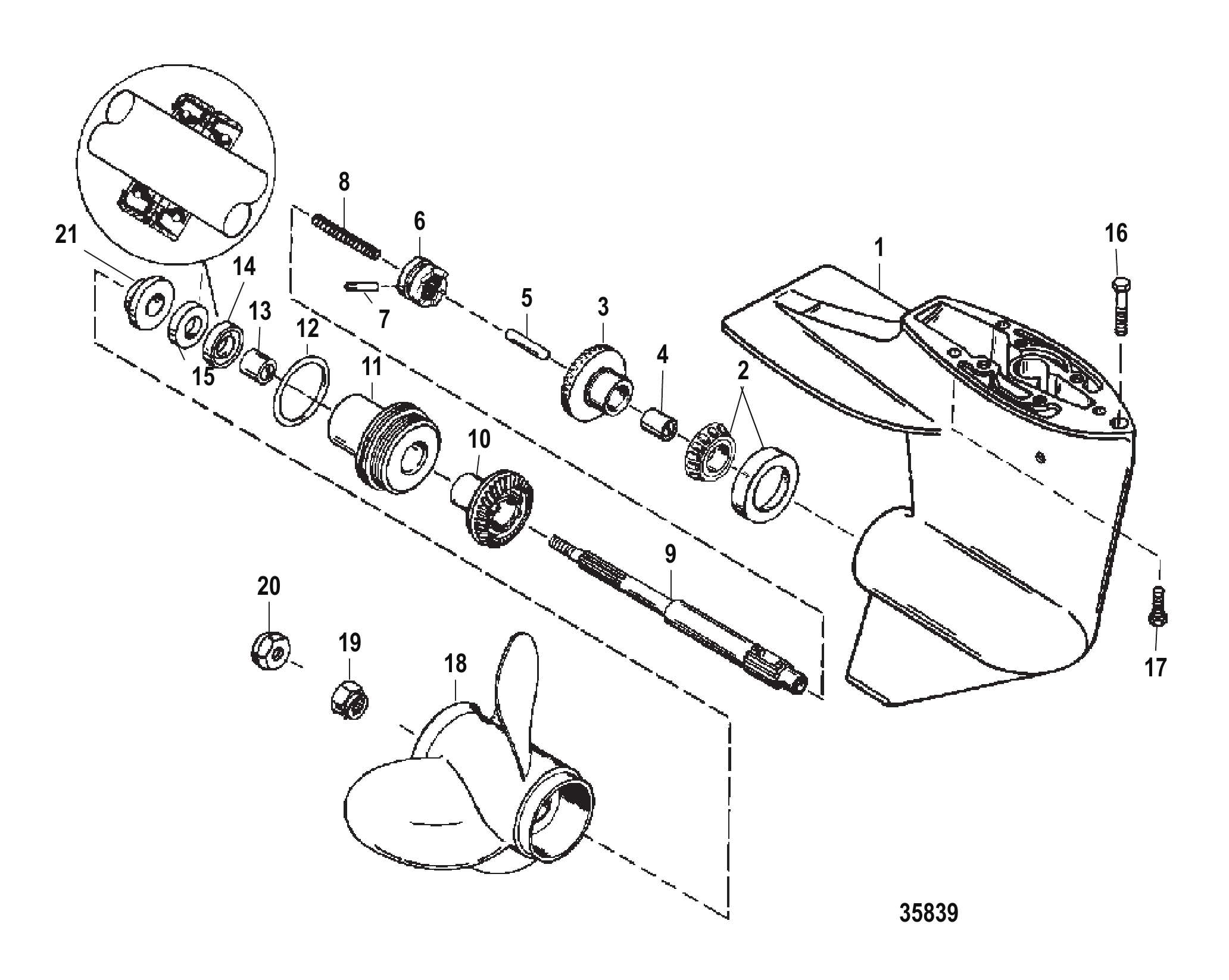 齿轮箱总成(螺旋桨轴) GEAR HOUSING ASSEMBLY (PROPSHAFT)