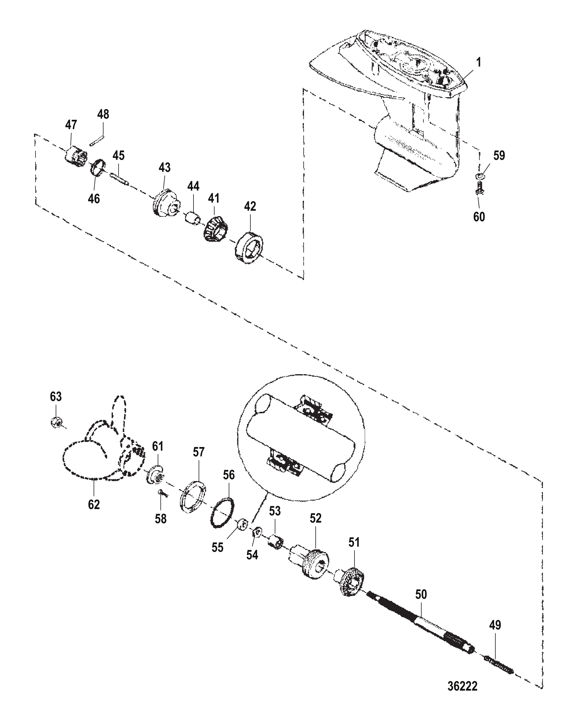 齿轮箱总成(螺旋桨轴) Gear Housing Assembly (Propeller Shaft)