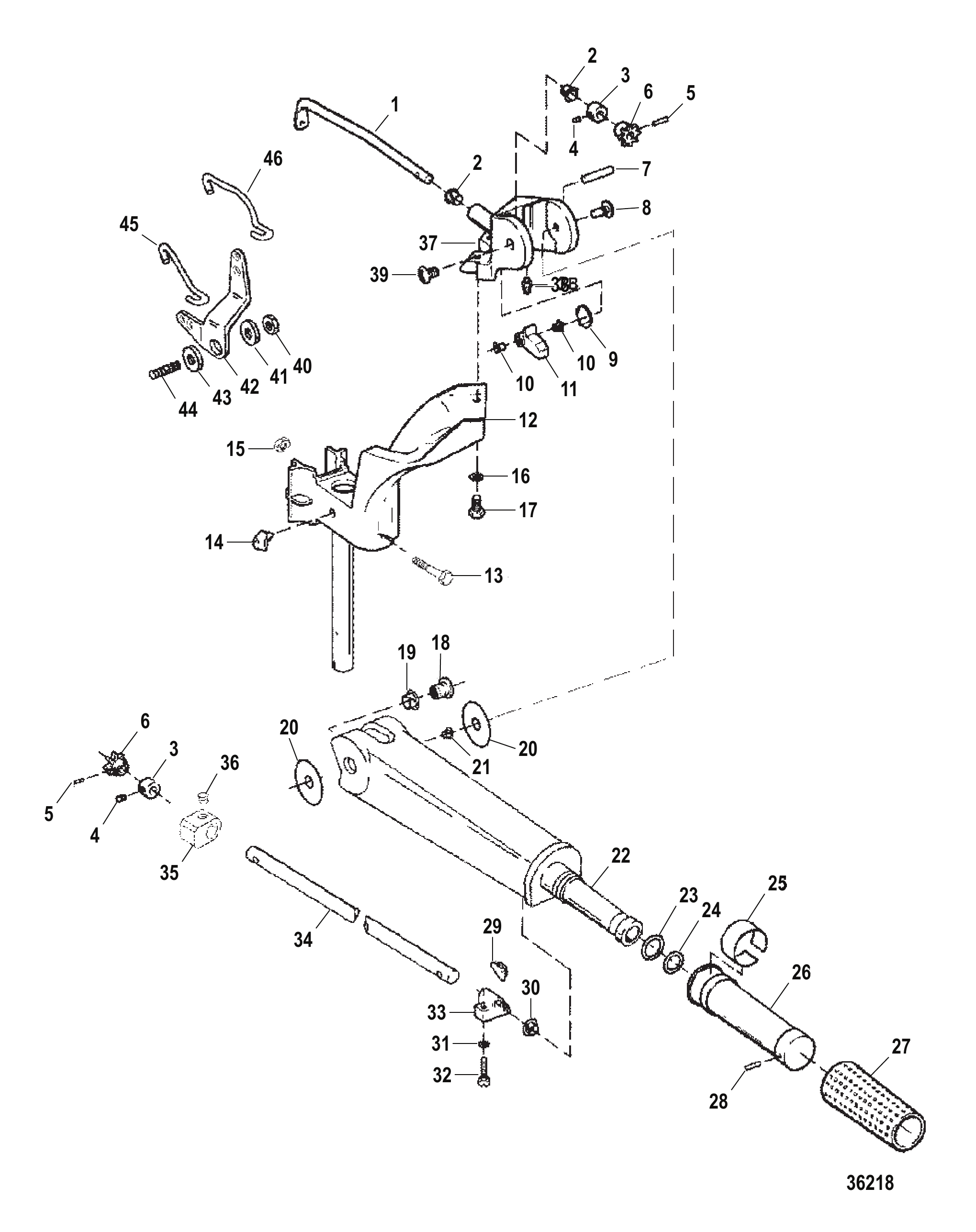 舵柄手柄与油门联动装置 Tiller Handle and Throttle Linkage