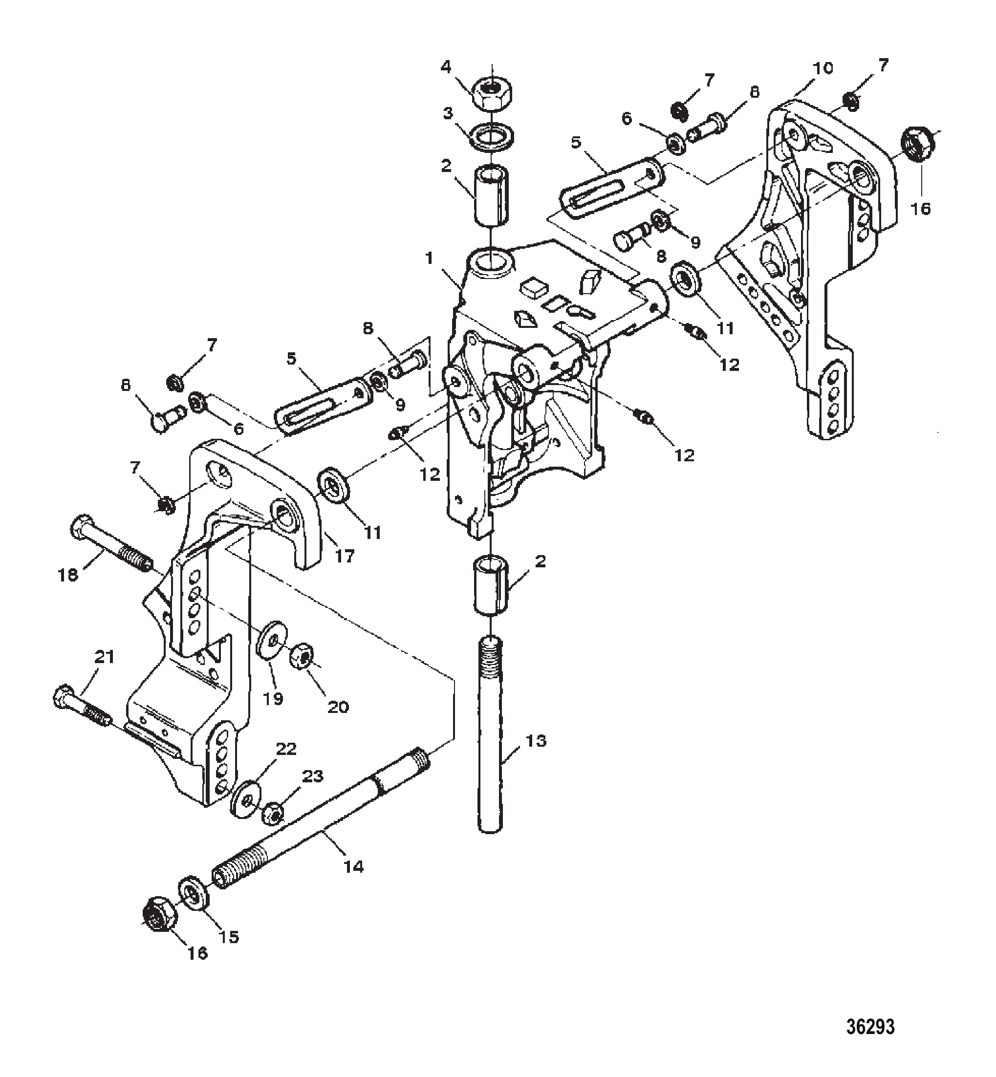 旋转支架/船尾支架（动力升降型号） SWIVEL BRACKET/STERN BRACKETS (POWER TRIM MODELS)
