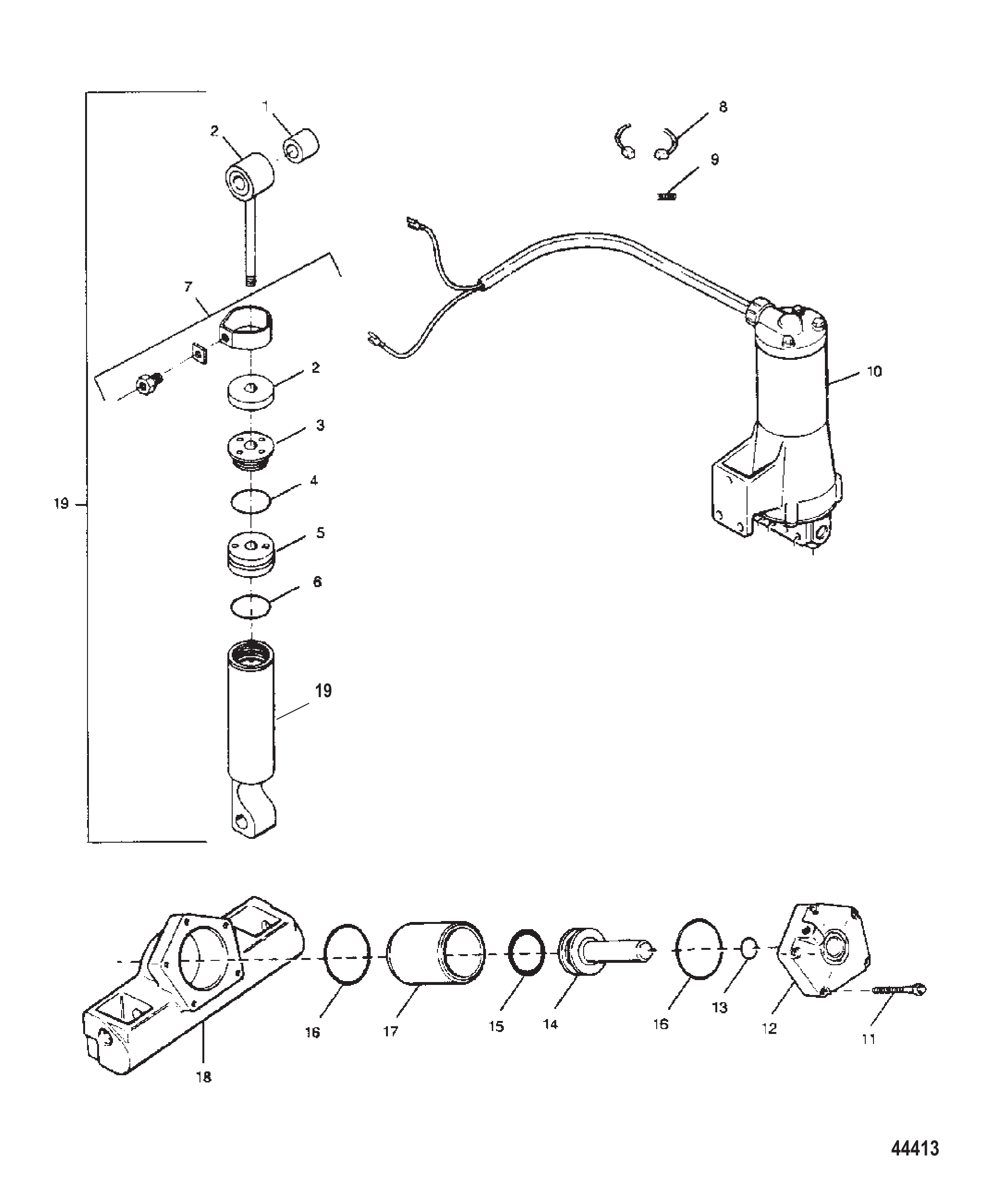 倾斜油缸、升降油缸、电机与泵 Tilt Cylinder, Trim Cylinder, Motor and Pump