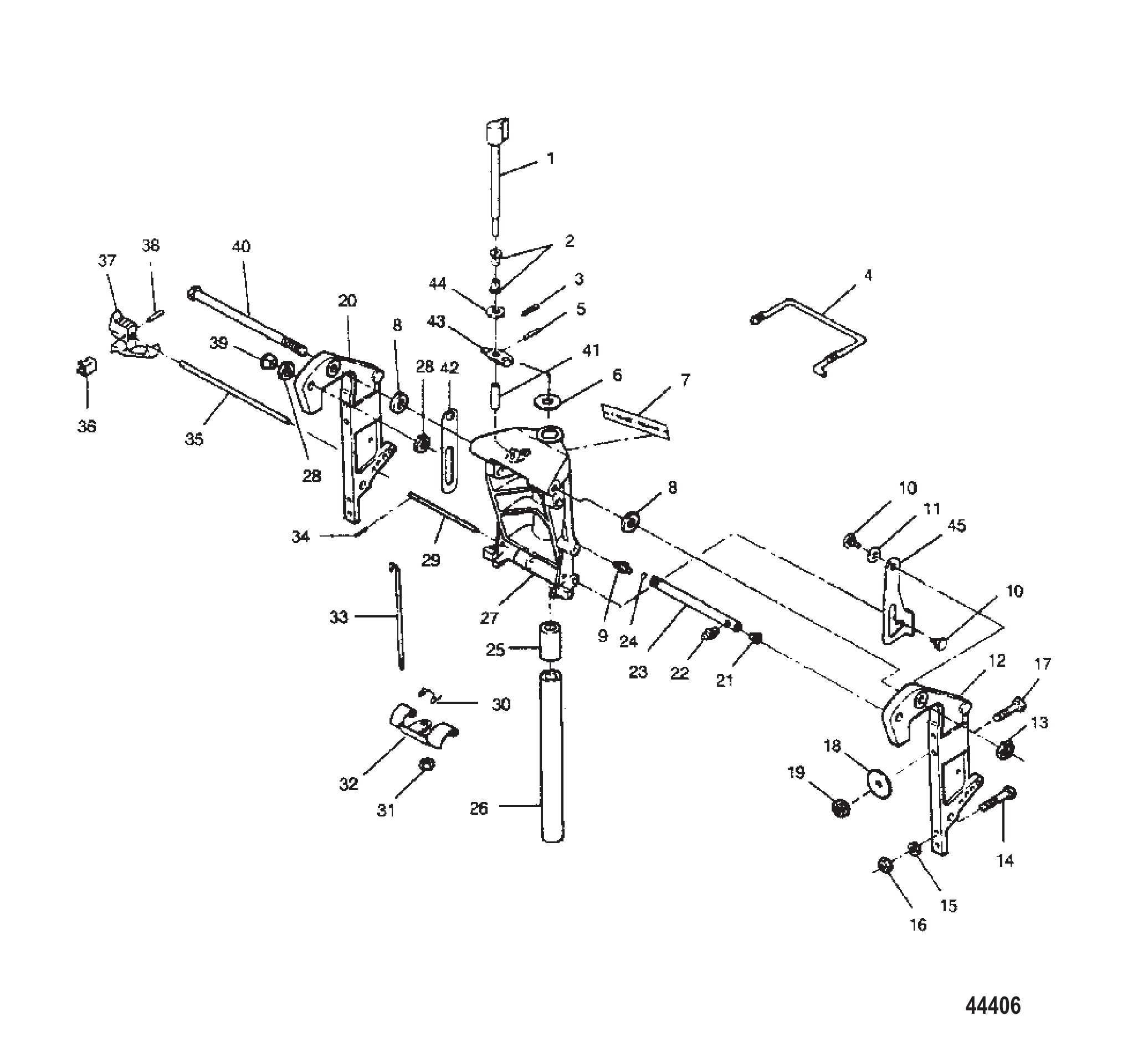 旋转支架与艉板支架（无动力升降） Swivel Bracket and Transom Bracket (Without Power Trim)