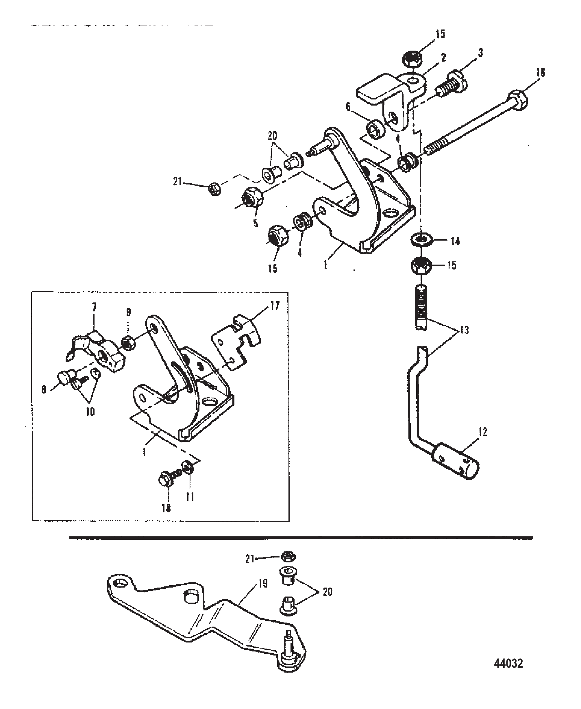 换挡连杆（序列号0E000001至0E009499） Gear Shift Linkage (Serial No. 0E000001 Thru 0E009499)