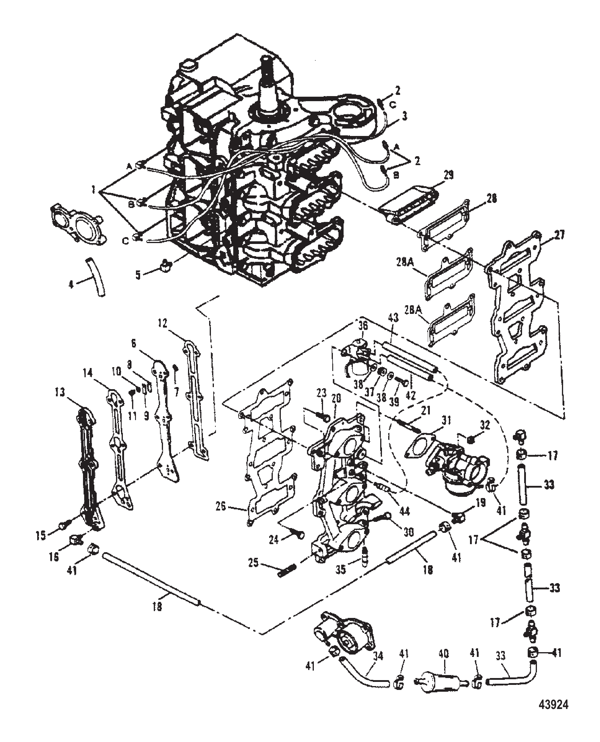 簧片阀板及再循环系统 0E009500 至 0E065371 Reed Plate and Recirculation System 0E009500 Thru 0E065371