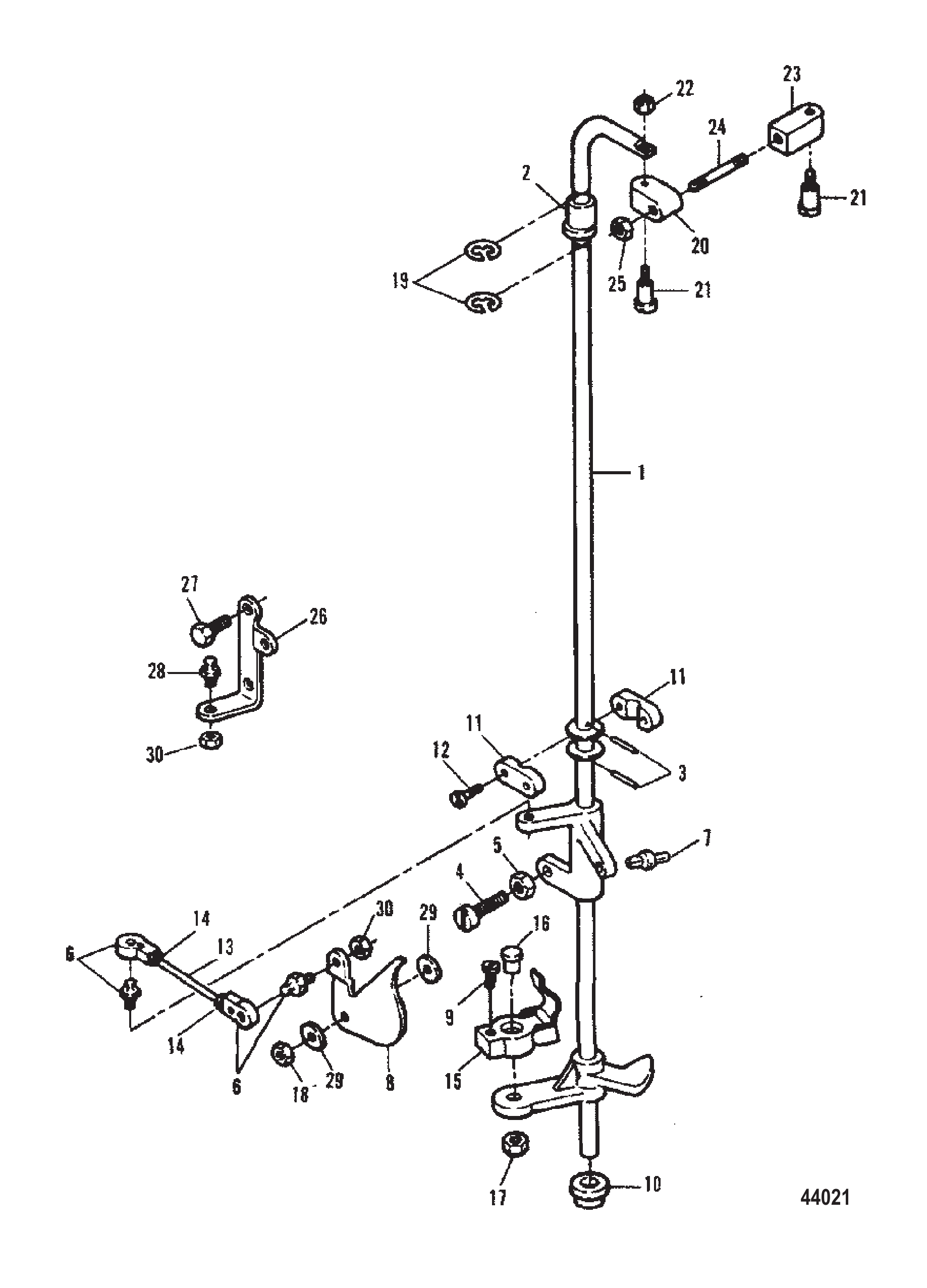 塔轴与油门联动装置 0E000001 至 0E009499 Towershaft and Throttle Linkage 0E000001 Thru 0E009499