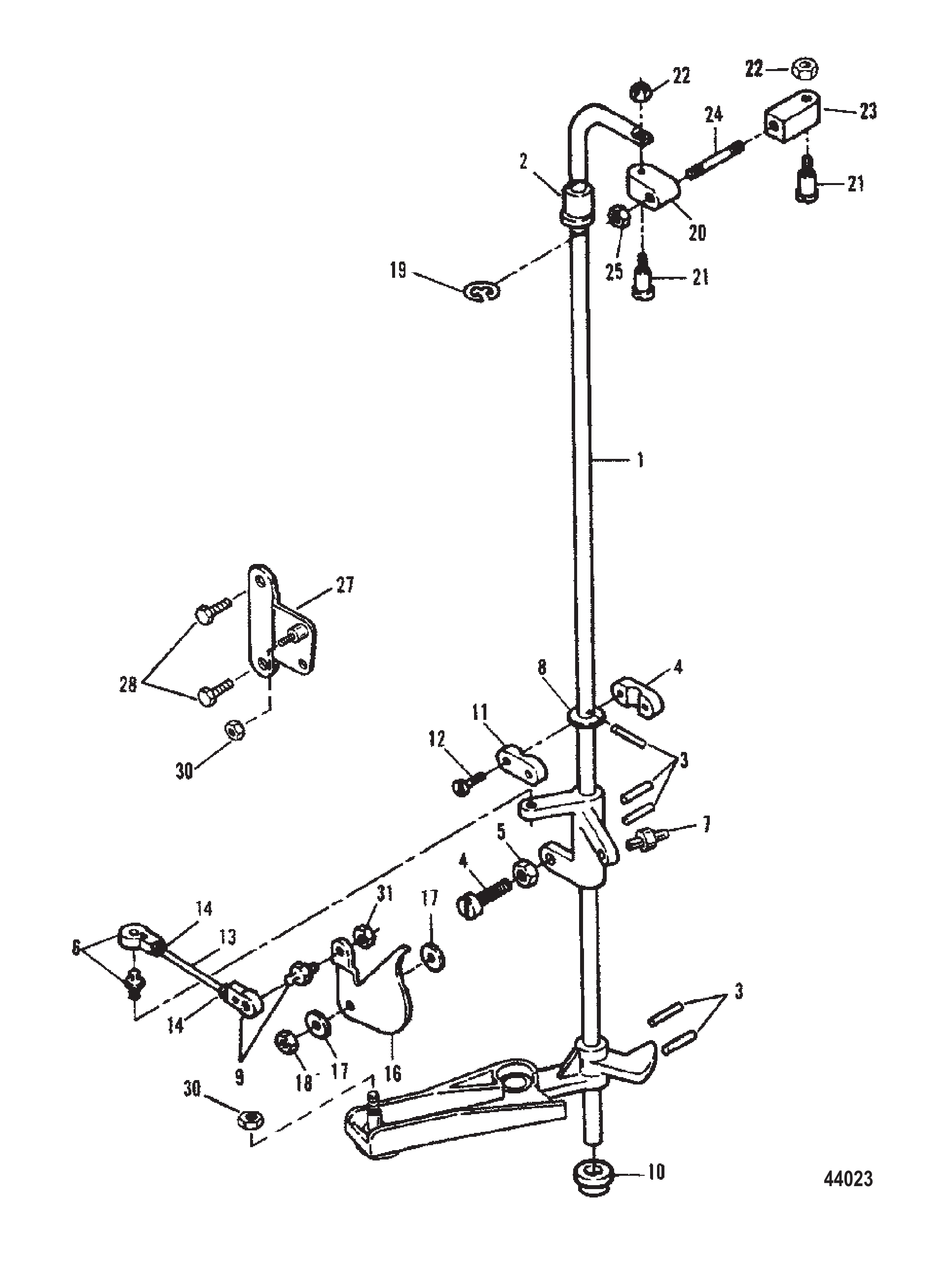 塔轴与油门联动装置 0E009500 至 0E093699 TowerShaft and Throttle Linkage 0E009500 Thru 0E093699
