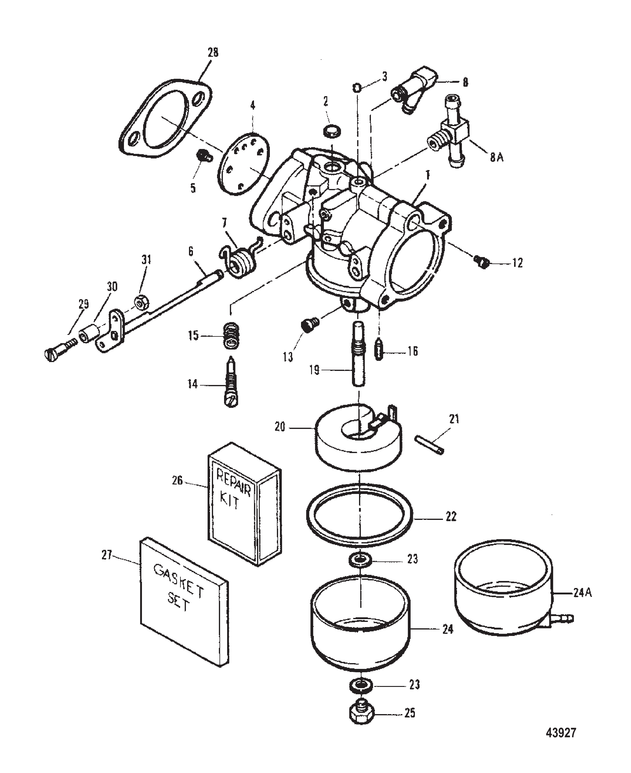 化油器 0E009500至0E093699 Carburetor 0E009500 Thru 0E093699