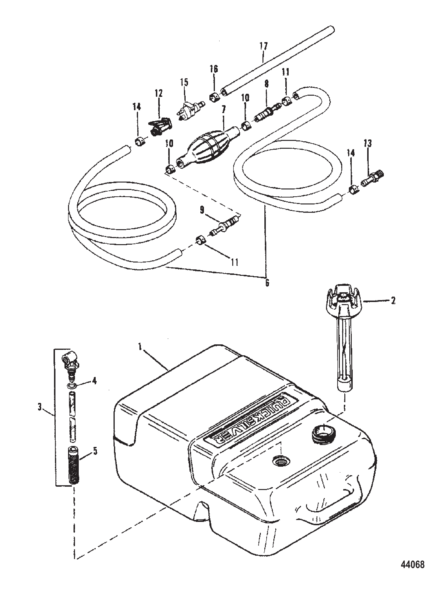 燃油箱及管路(塑料-6.6加仑) Fuel Tank and Line (Plastic - 6.6 Gallon)