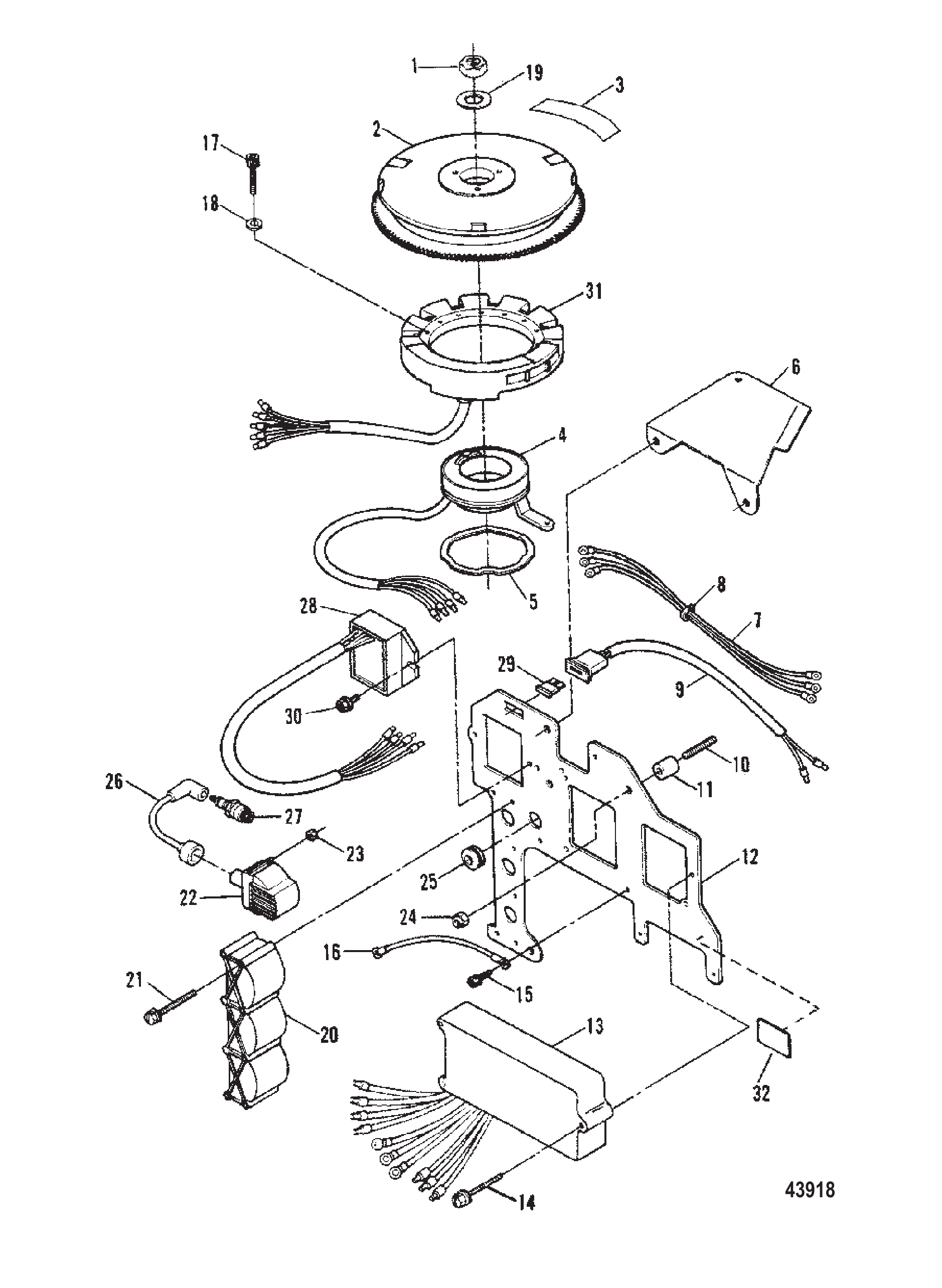 点火组件(序列号0E039024至0E093699) Ignition Components Serial No. 0E039024 thru 0E093699
