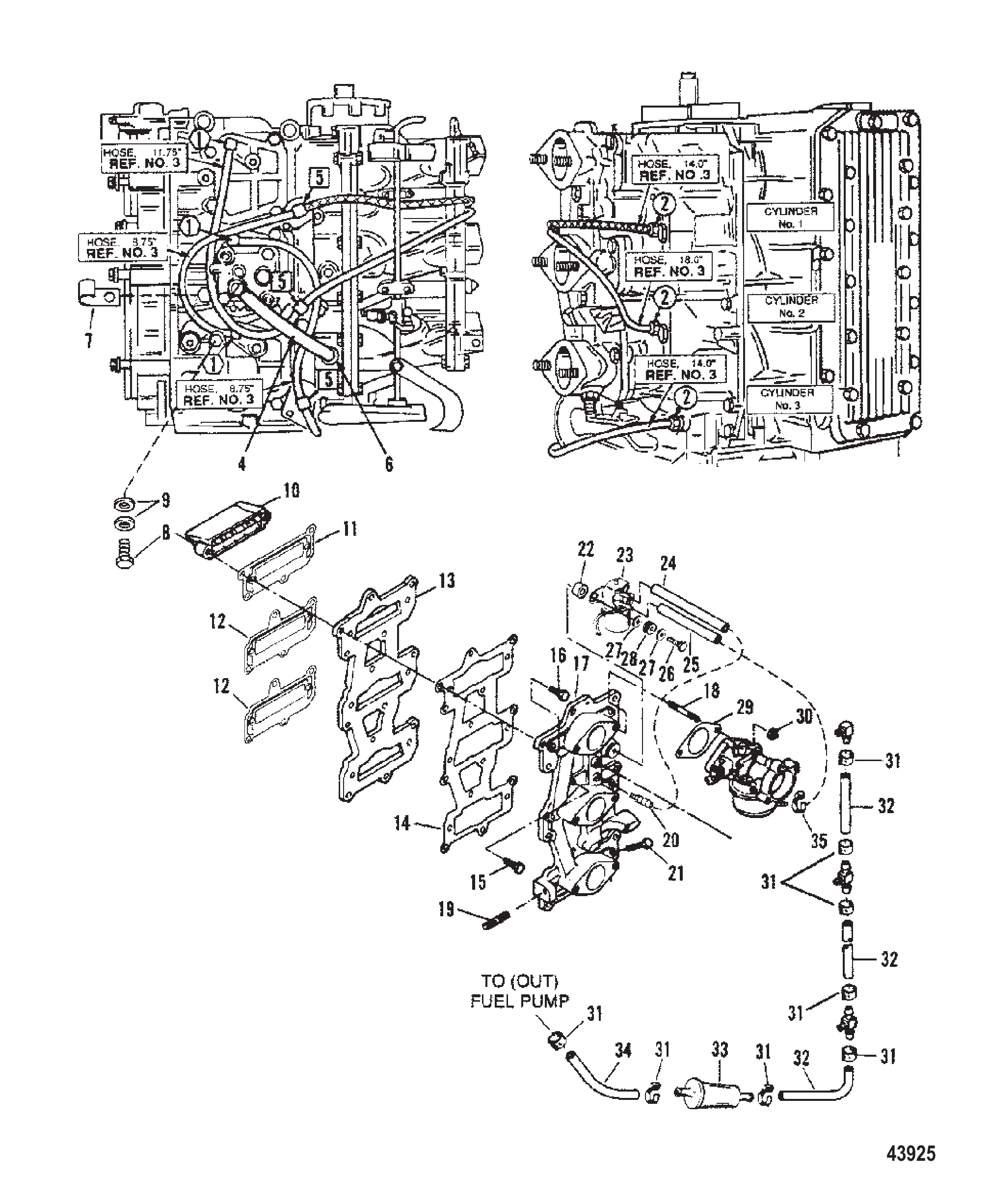 簧片阀板及再循环系统 0E065372 至 0E093699 Reed Plate and Recirculation System 0E065372 Thru 0E093699