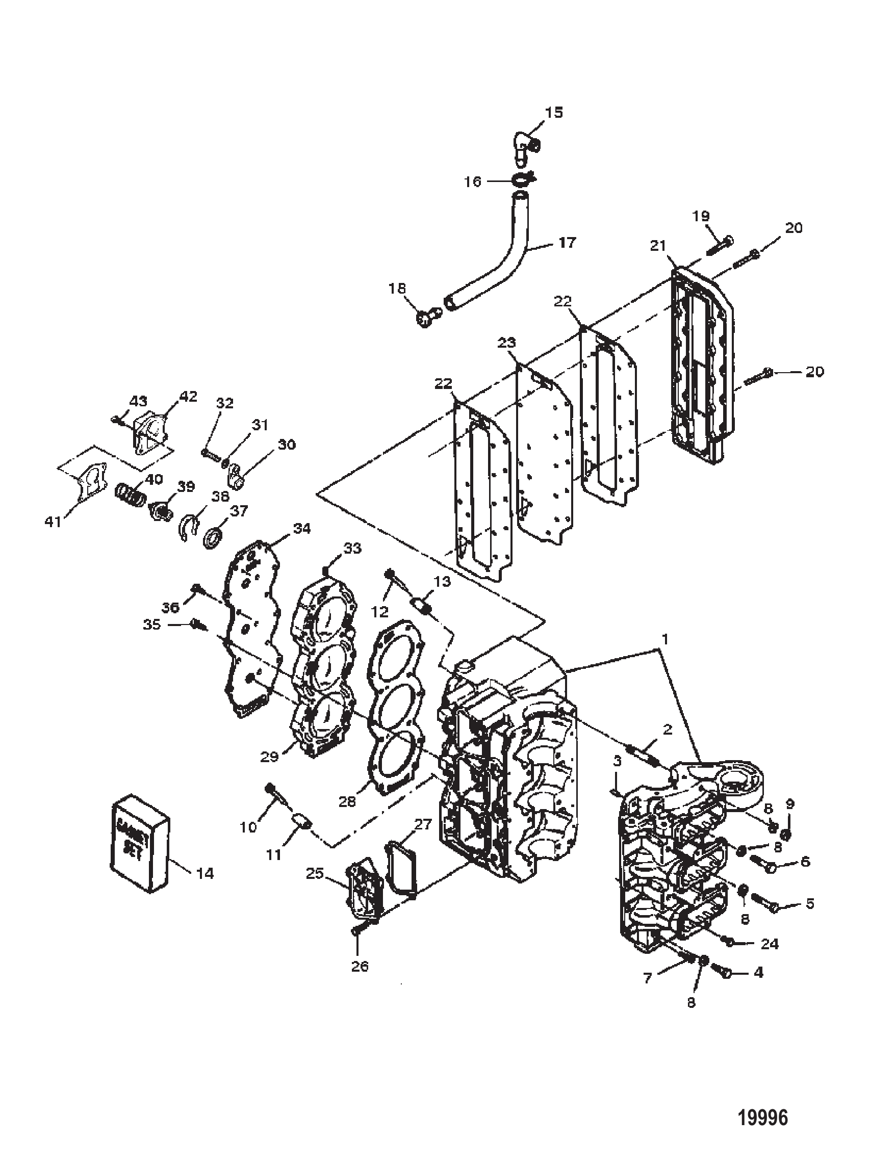 气缸体总成（序列号 0E138600 至 0E173408） Cylinder Block Assembly (Serial # 0E138600 Thru 0E173408)