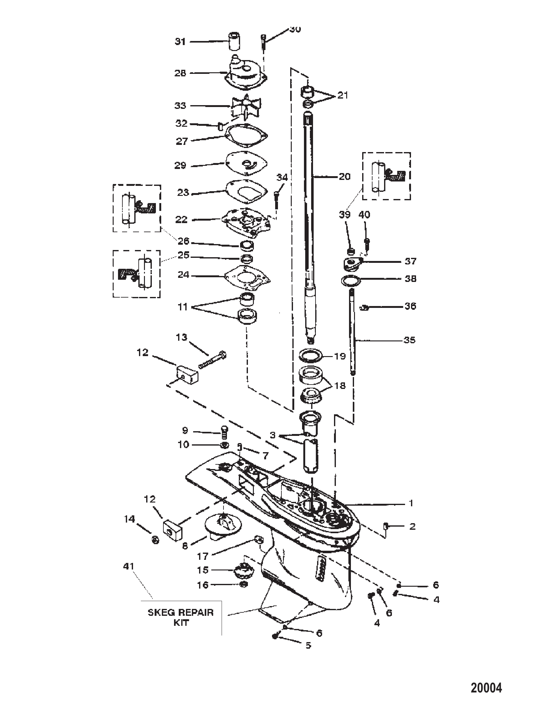 齿轮箱总成（驱动轴）（3爪倒车离合器） Gear Housing Assembly (Driveshaft) (3 Jaw Reverse Clutch)