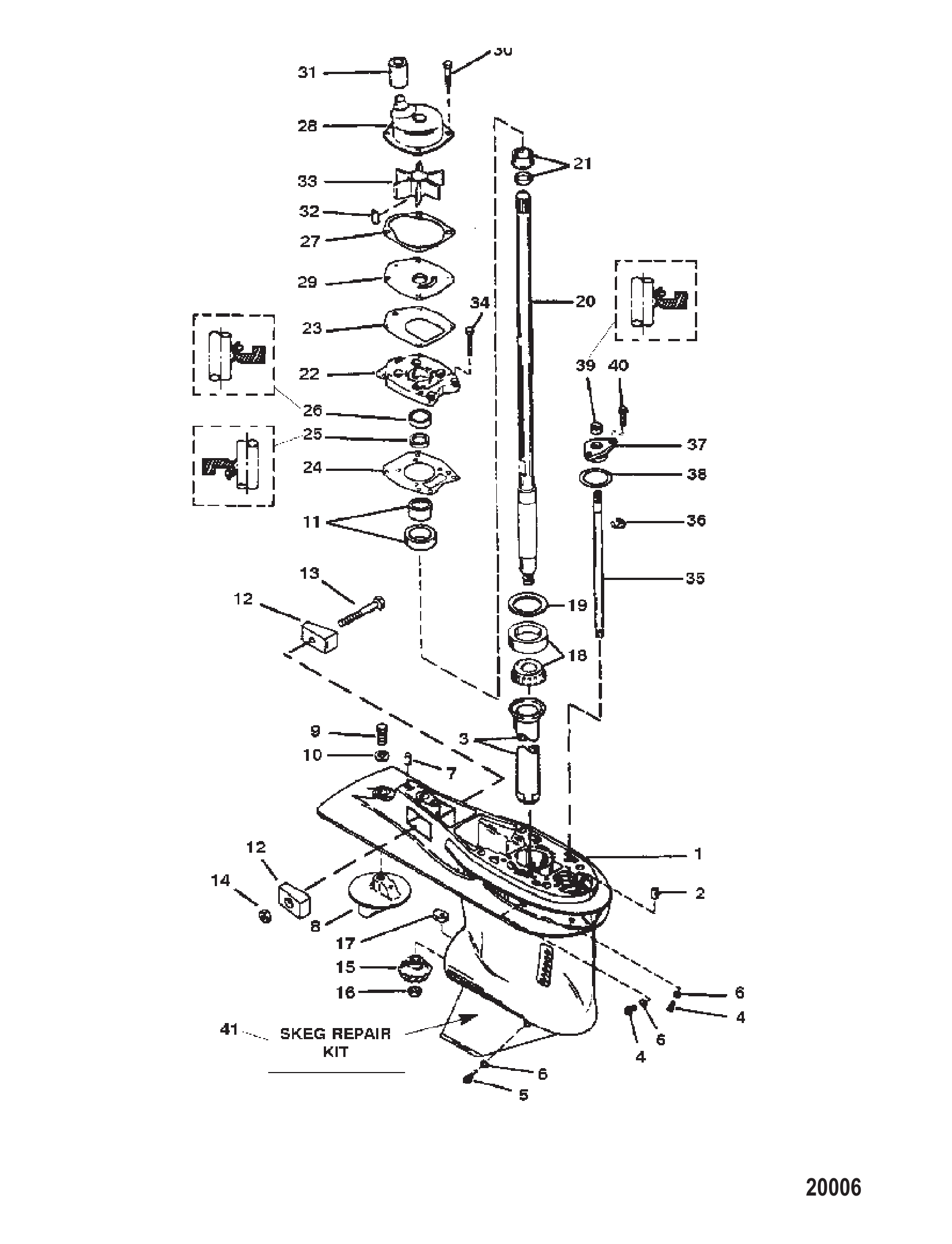 齿轮箱总成（驱动轴）（6爪倒车离合器） Gear Housing Assembly (Driveshaft) (6 Jaw Reverse Clutch)