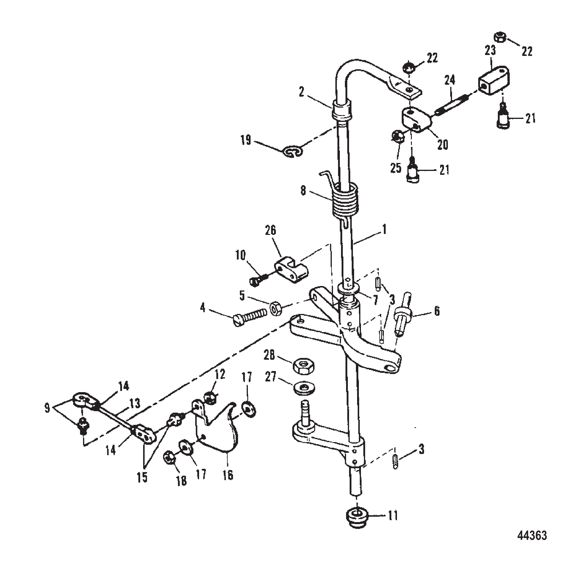 塔轴与油门联动装置 Towershaft And Throttle Linkage