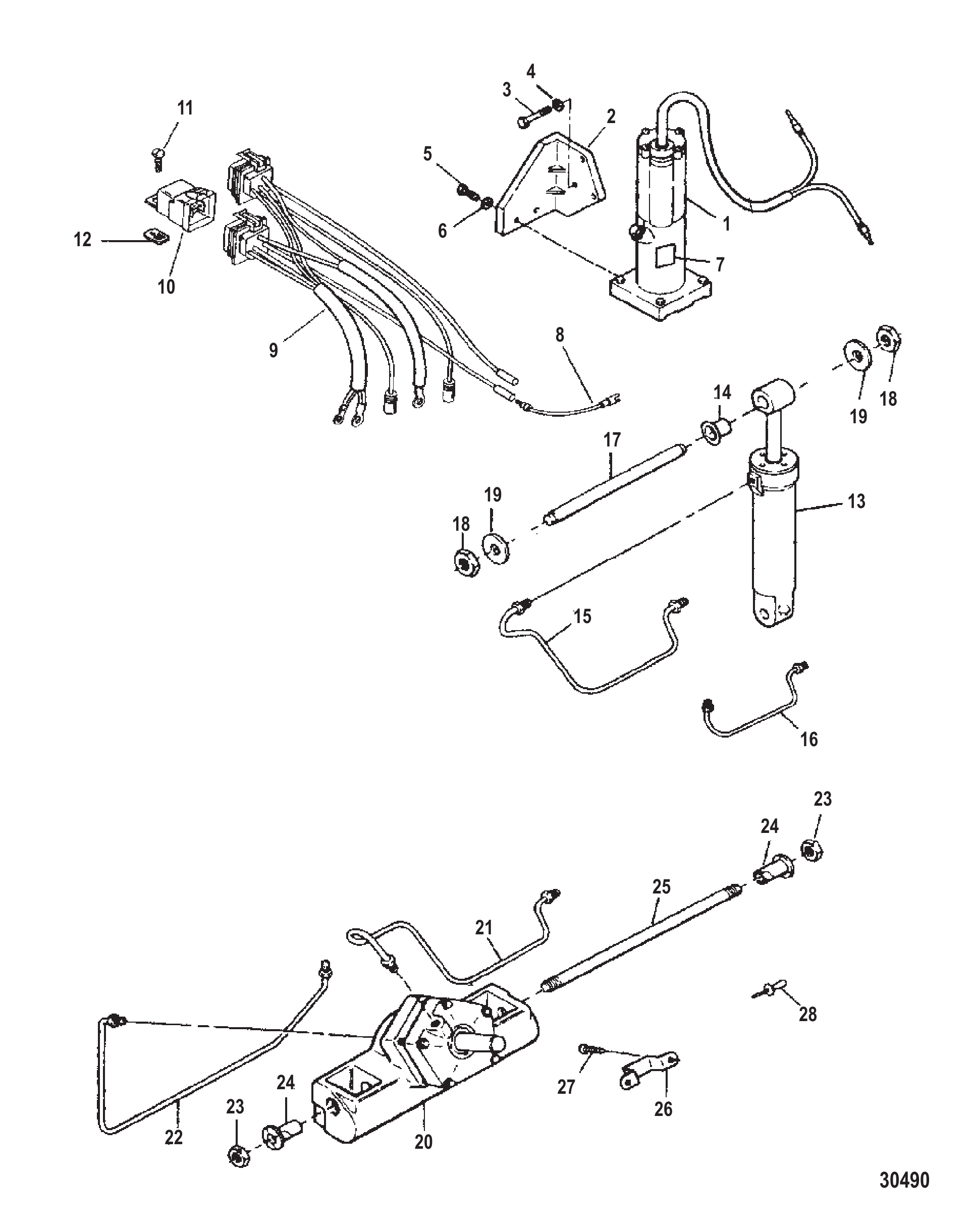 升降倾斜装置（子弹头连接器）(819762A4) TRIM & TILT ASSEMBLY (BULLET CONNECTORS) (819762A4)