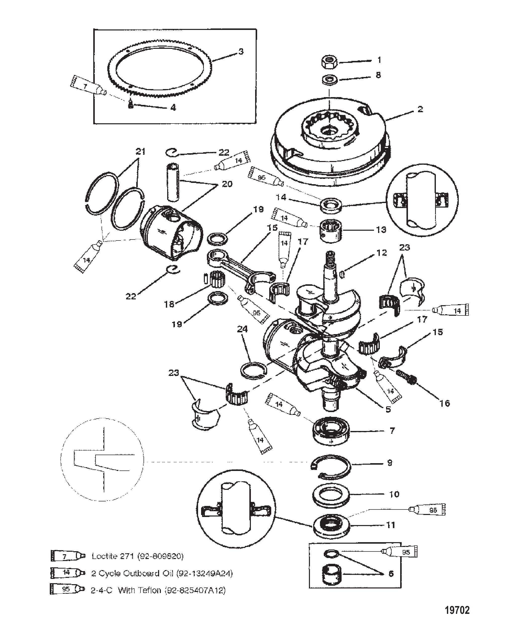 曲轴（6/8）（9.9-美国-0G112449/比利时-9831799 及以下） Crankshaft (6/8)(9.9-USA-0G112449/BEL-9831799 & Below)