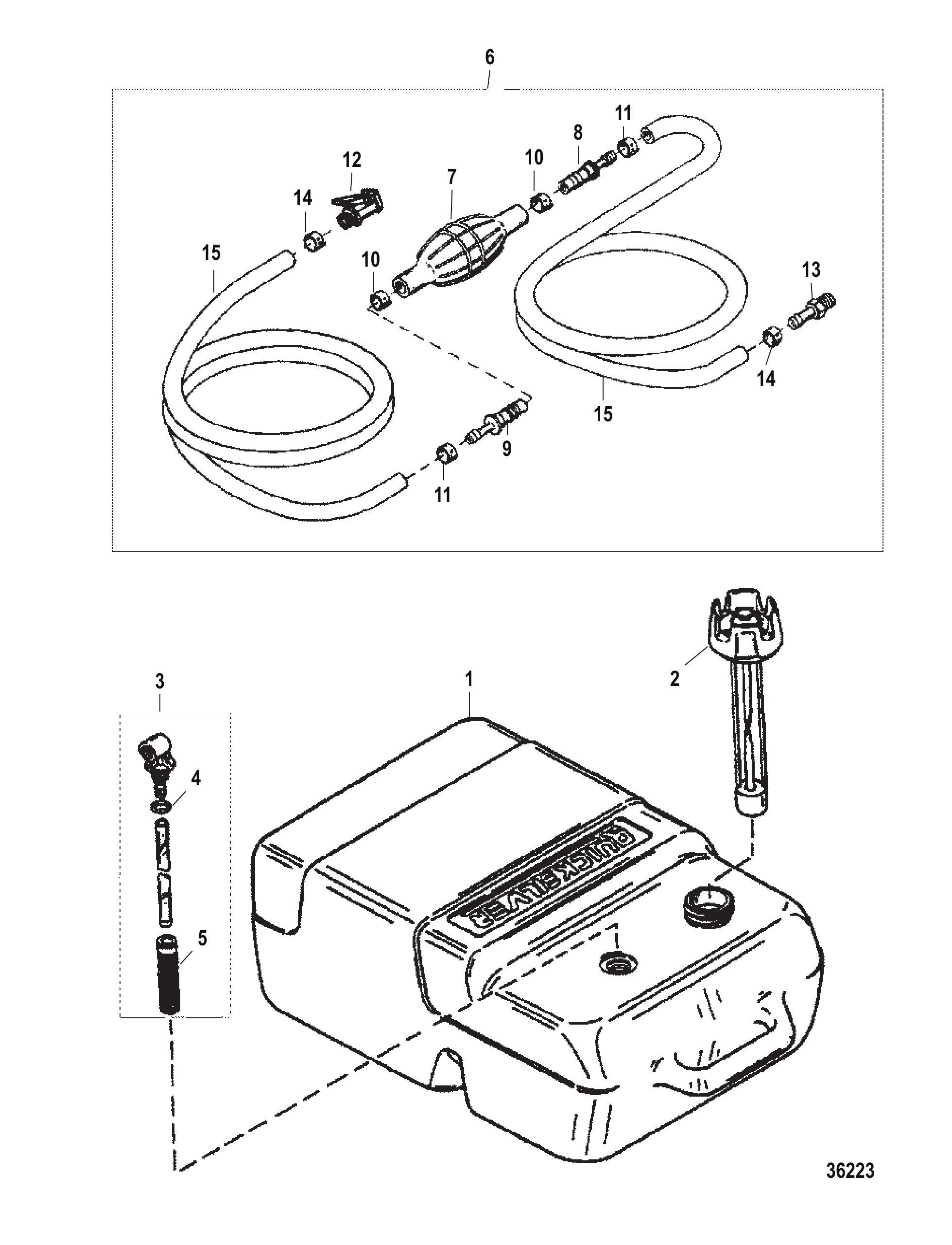 燃油箱与管路总成(6.6加仑) Fuel Tank and Line Assembly (6.6 Gallon)
