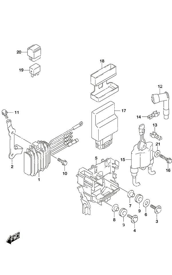 整流器/点火线圈(带动力倾斜舵柄) Rectifier/Ignition Coil Tiller Handle w/Power Tilt