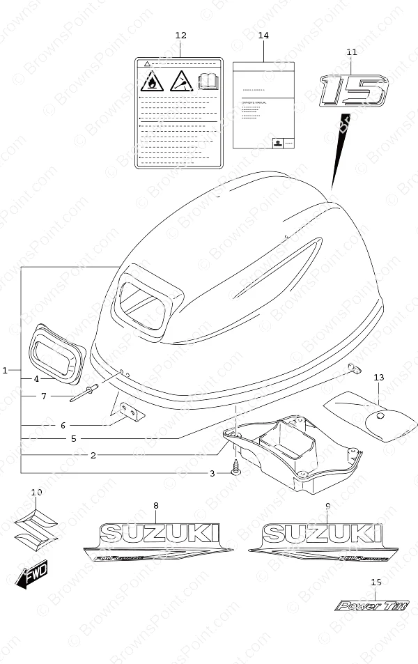 发动机罩带动力倾斜的舵柄手柄 Engine Cover Tiller Handle w/Power Tilt