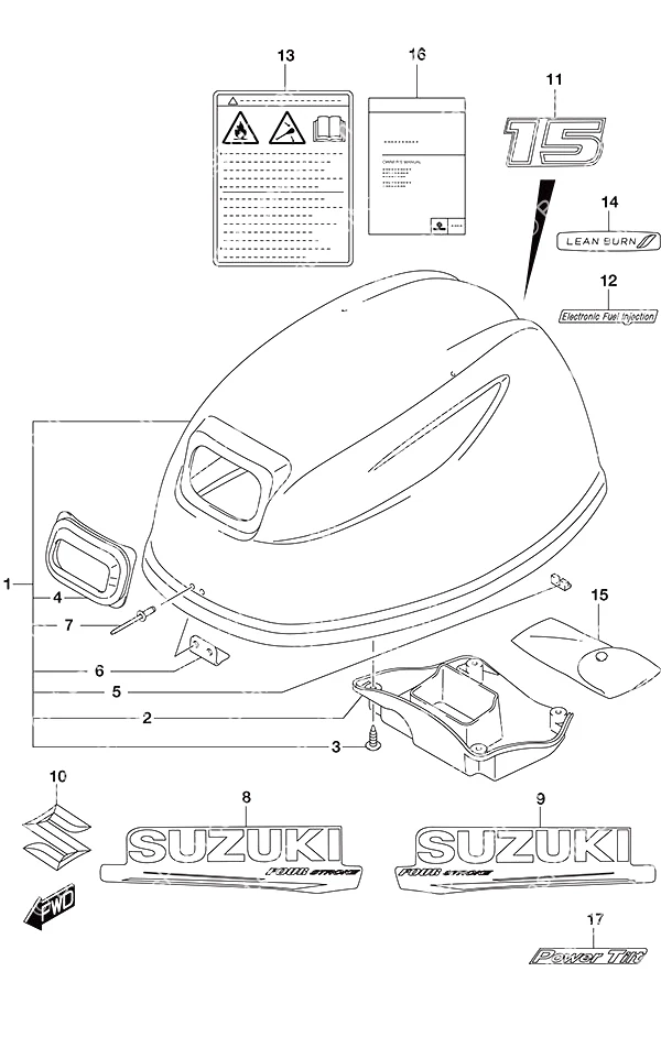 发动机罩带动力倾斜的舵柄手柄 Engine Cover Tiller Handle w/Power Tilt