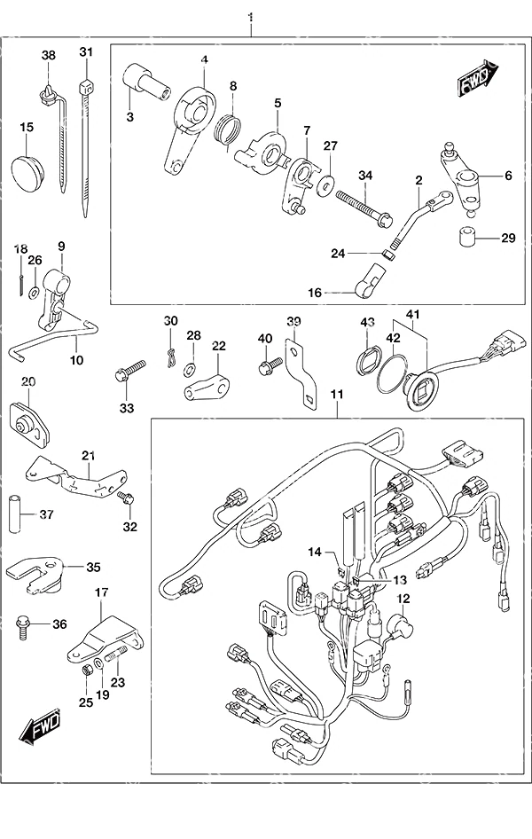 选配: 遥控部件(带动力倾斜的舵柄) Opt: Remote Control PartsTiller Handle w/Power Tilt