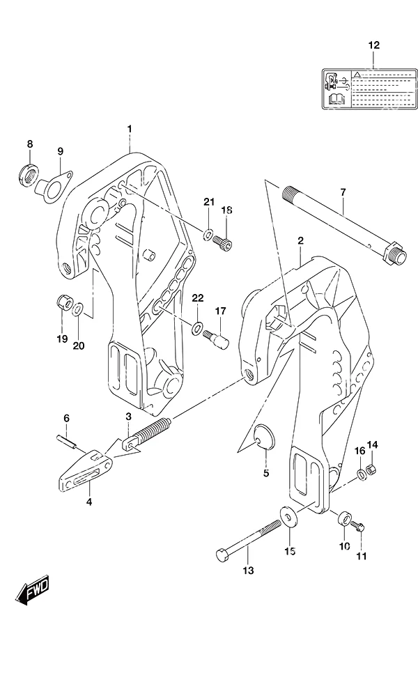 带动力倾斜的遥控舵柄夹紧支架 Clamp BracketRemote ControlTiller Handle w/Power Tilt