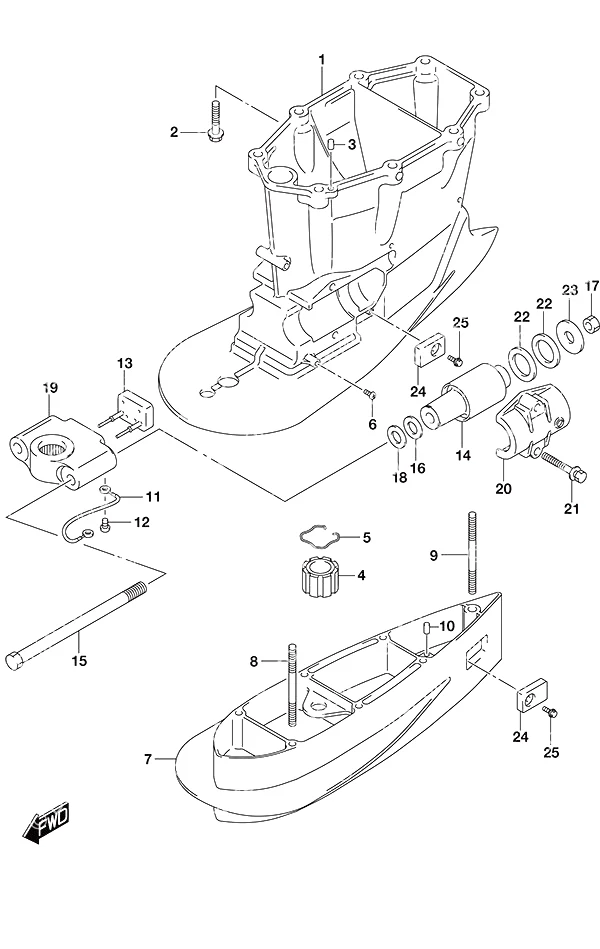 驱动轴壳体带艉板(XX型) Drive Shaft Housing w/Transom (XX)