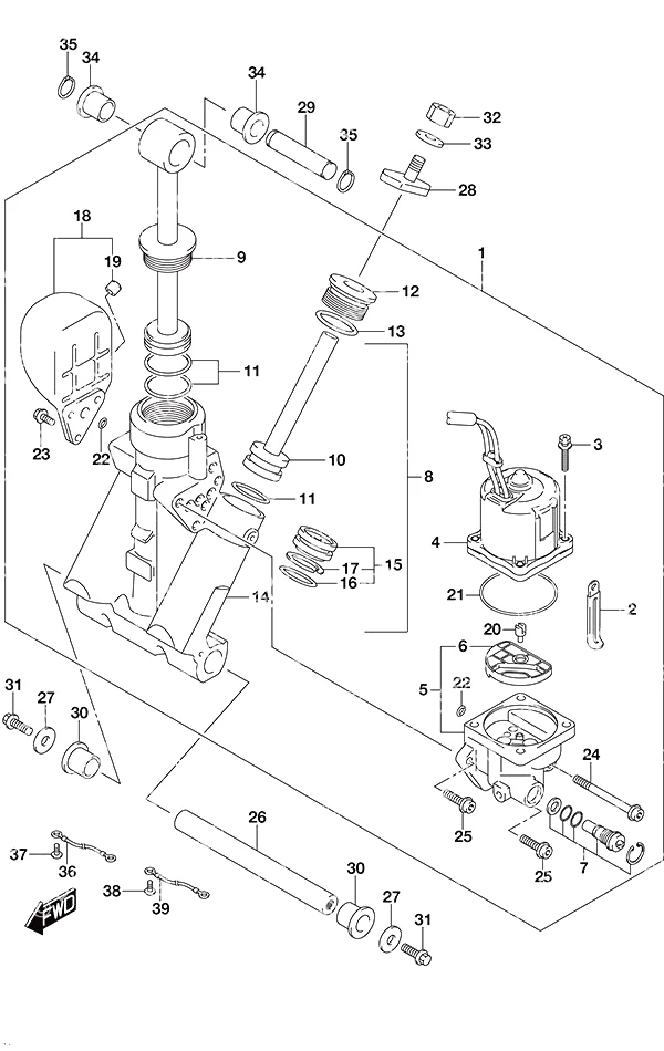 带艉板升降油缸(X/XX型) Trim Cylinder w/Transom (X or XX)
