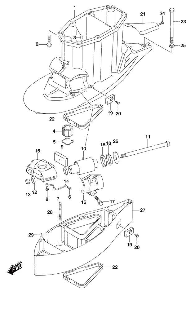 驱动轴壳体带艉板(XX型) Drive Shaft Housing w/Transom (XX)
