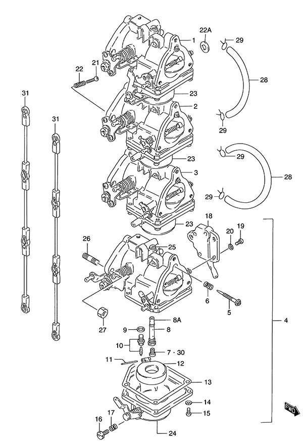 化油器(1986至1997款) Carburetor(1986 to 1997)