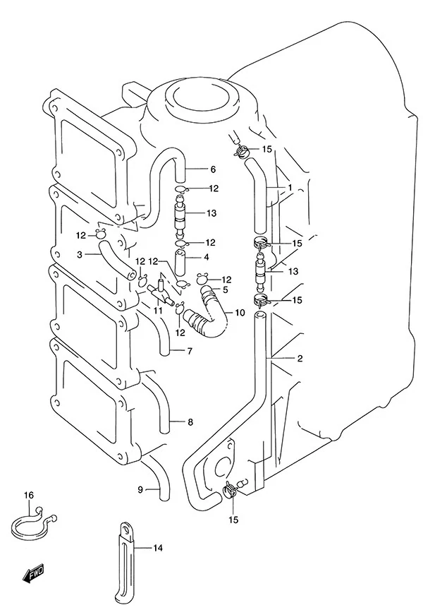 润滑软管(DT115S - 1997至2001款) Lubrication Hose(DT115S - 1997 to 2001)