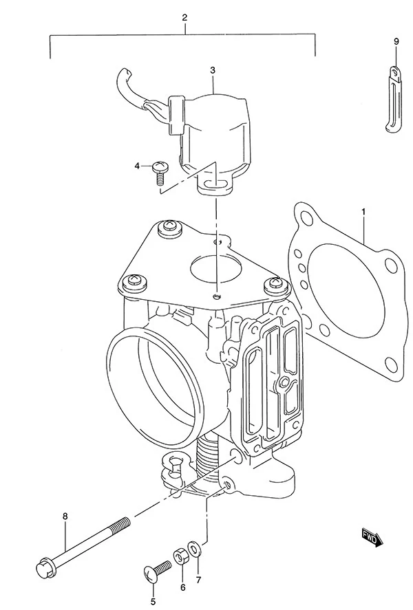 节气门体(DT140EFI - 1997至2001款) Throttle Body(DT140EFI - 1997 to 2001)