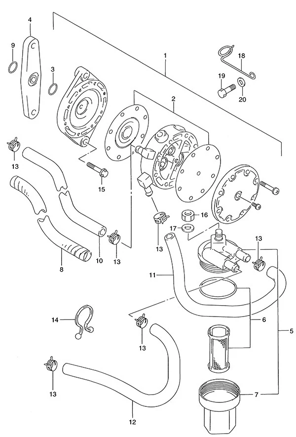 燃油泵(DT140EFI型-1997至2001) Fuel Pump(DT140EFI - 1997 to 2001)