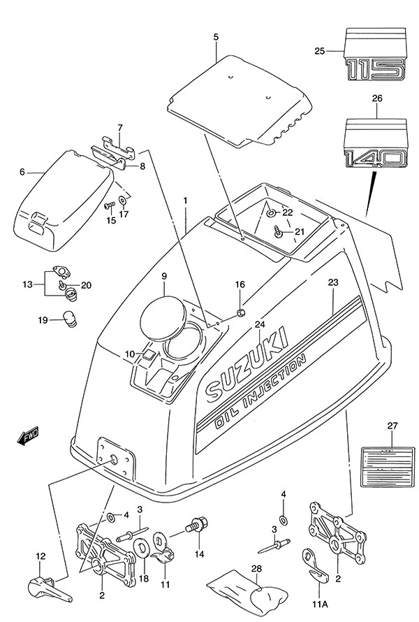 发动机罩(1995至1996年款) Engine Cover(1995 to 1996)