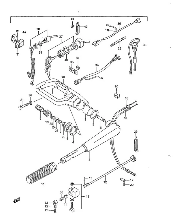 舵柄(1993至1998款) Tiller Handle(1993 to 1998)