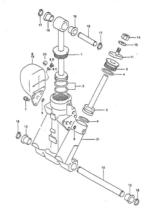 升降油缸(1995-1997款) Trim Cylinder(1995 to 1997)
