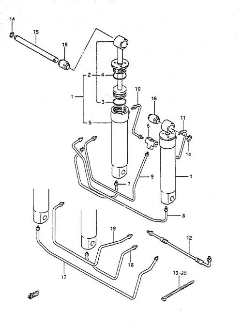 升降油缸(1988-1994款) Trim Cylinder(1988 to 1994)